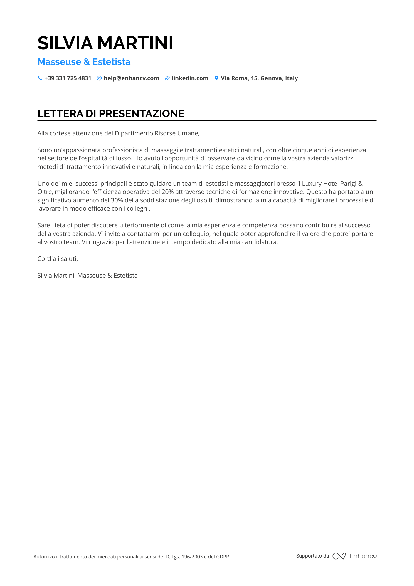 Massaggiatore Neuromuscolare Resume Example