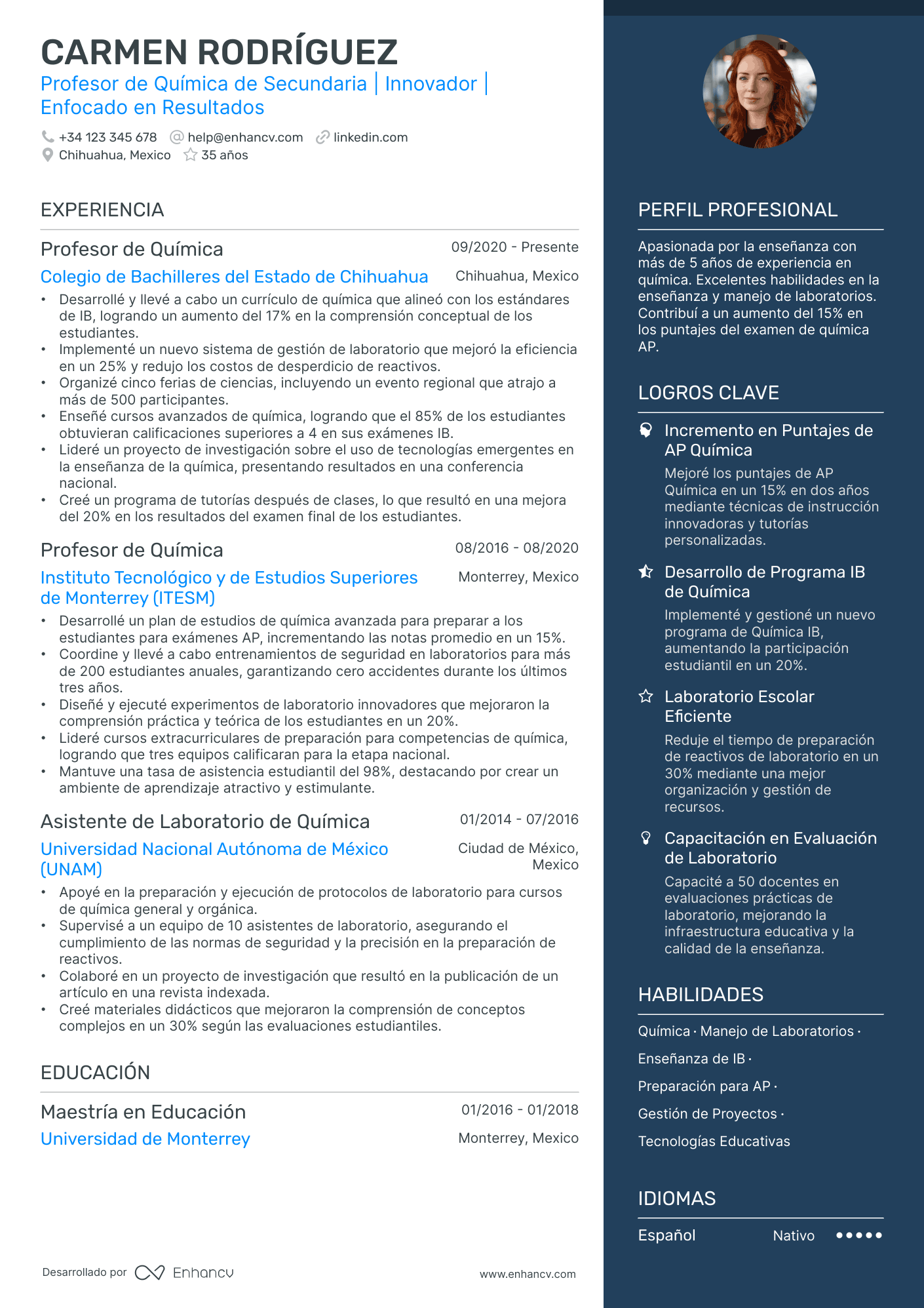  Currículum profesor secundaria Resume Example