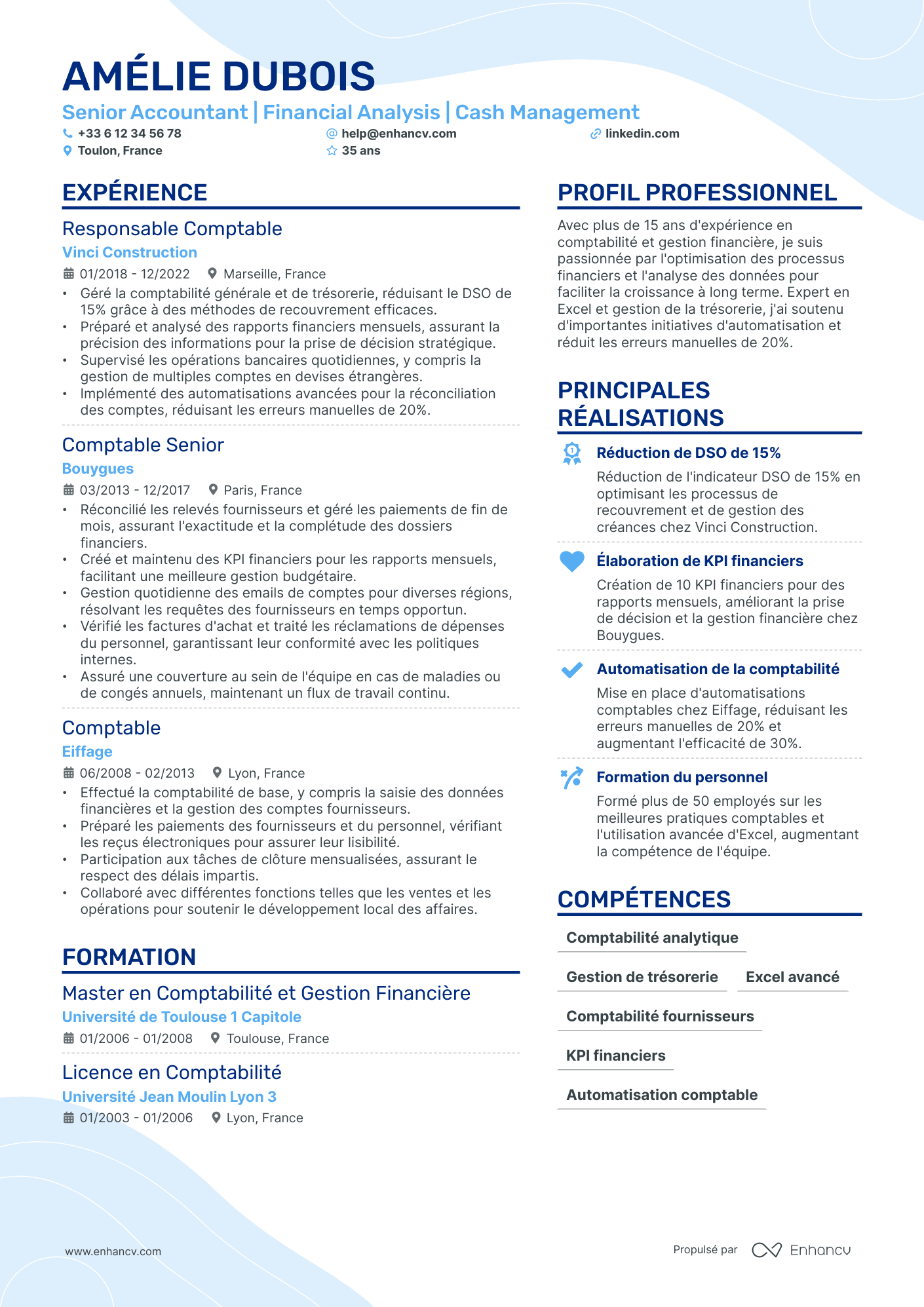 Comptable débutant Resume Example