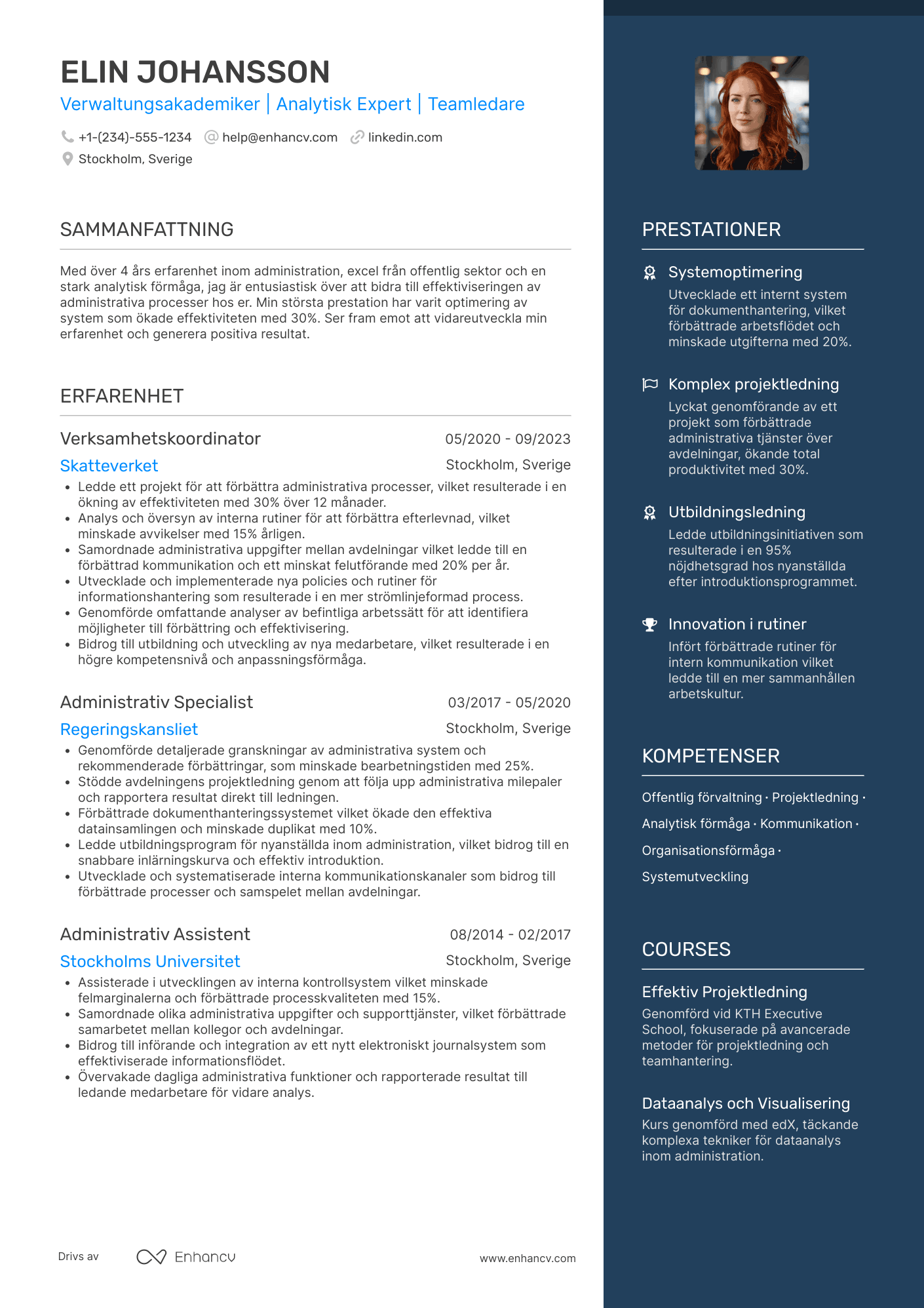 CV för Verwaltungsakademiker Resume Example