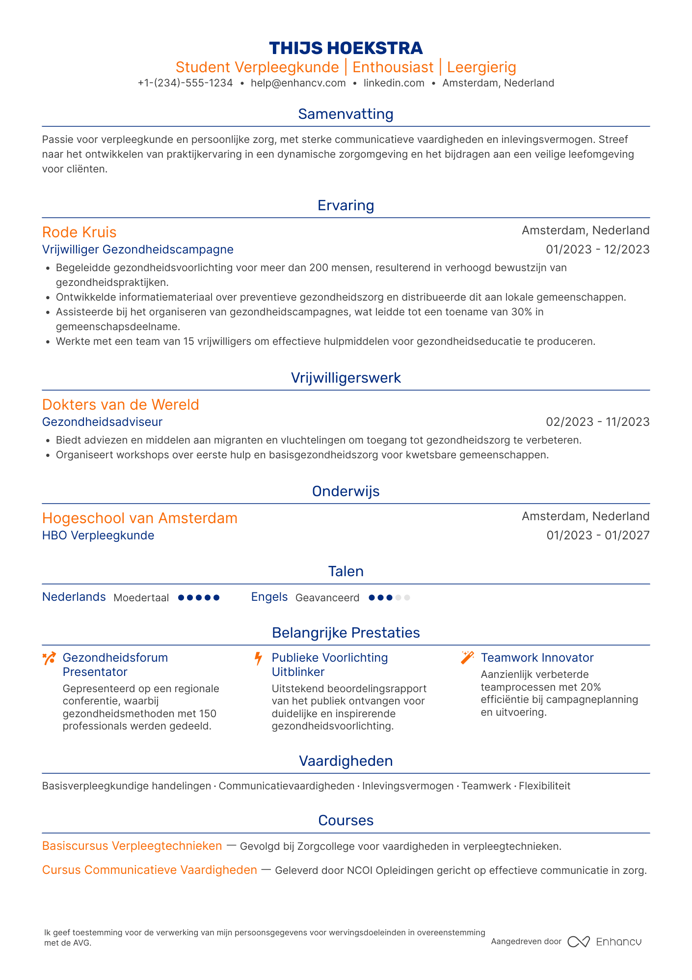 CV voor Student Verpleegster Resume Example