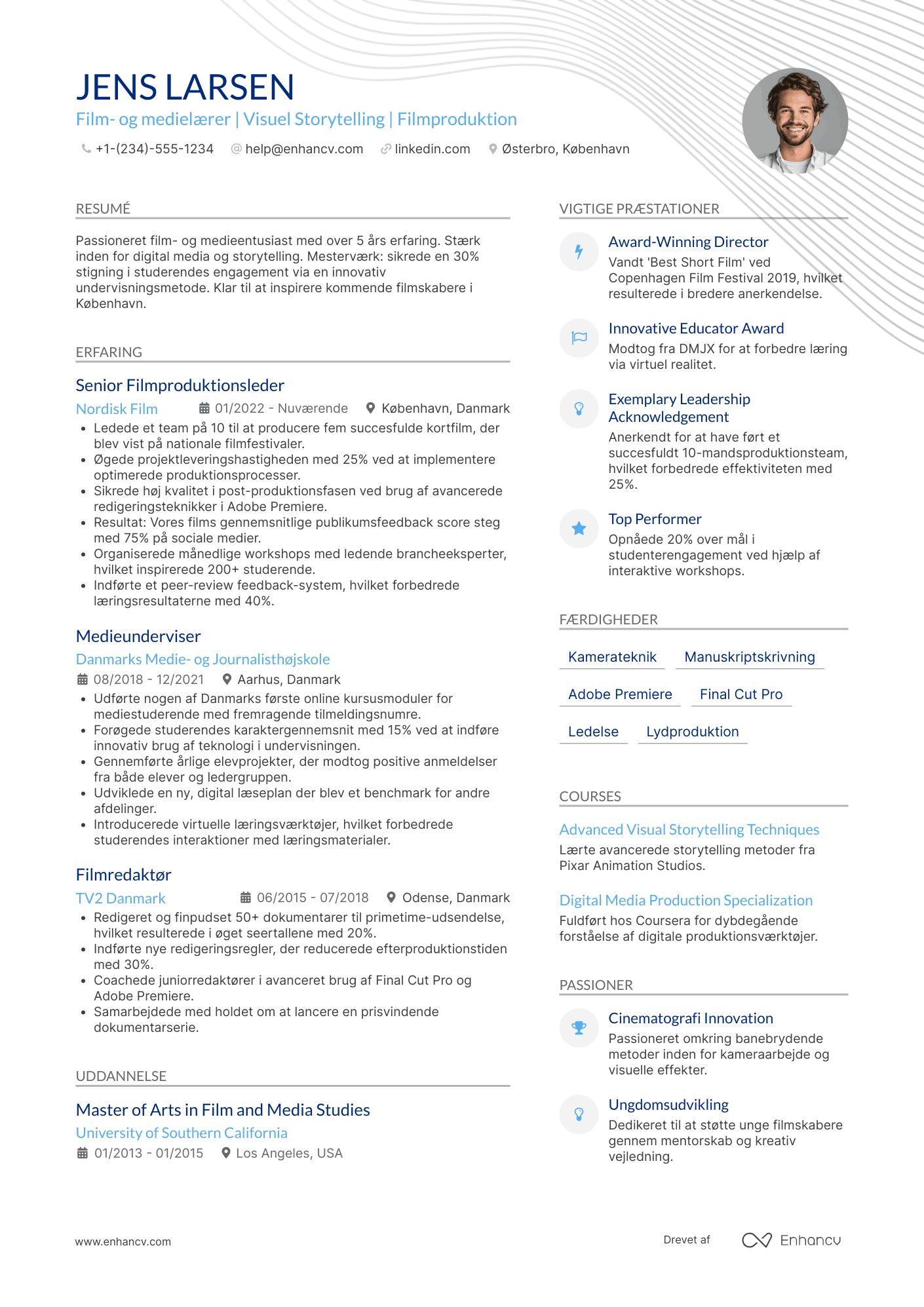 CV til Film  og medielærer Resume Example