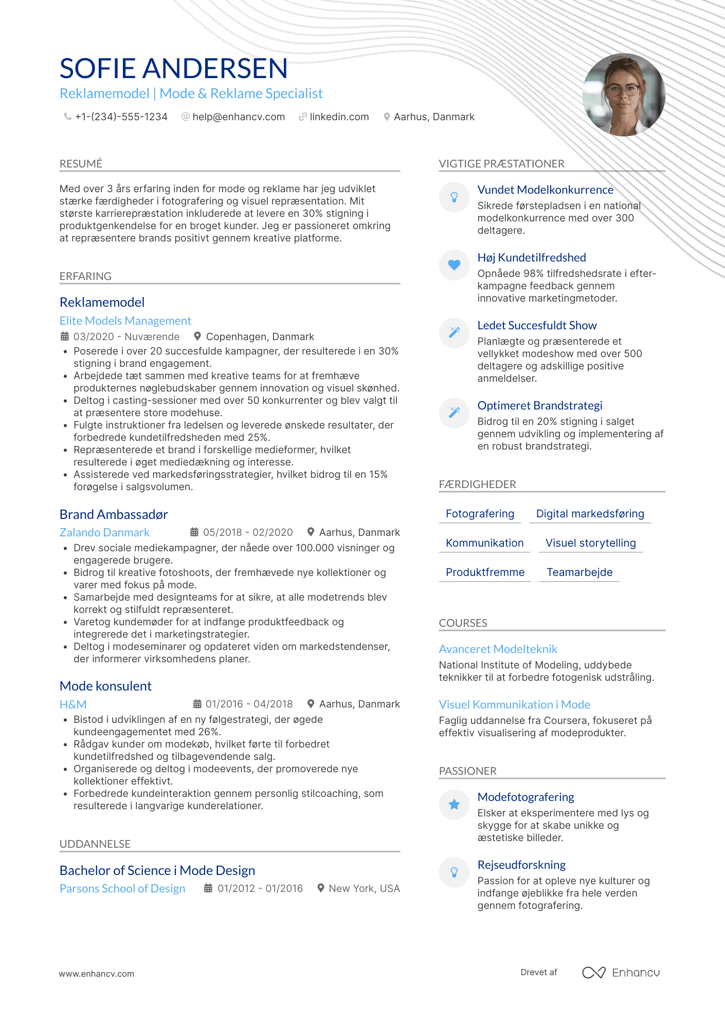 CV til Reklamemodel Resume Example
