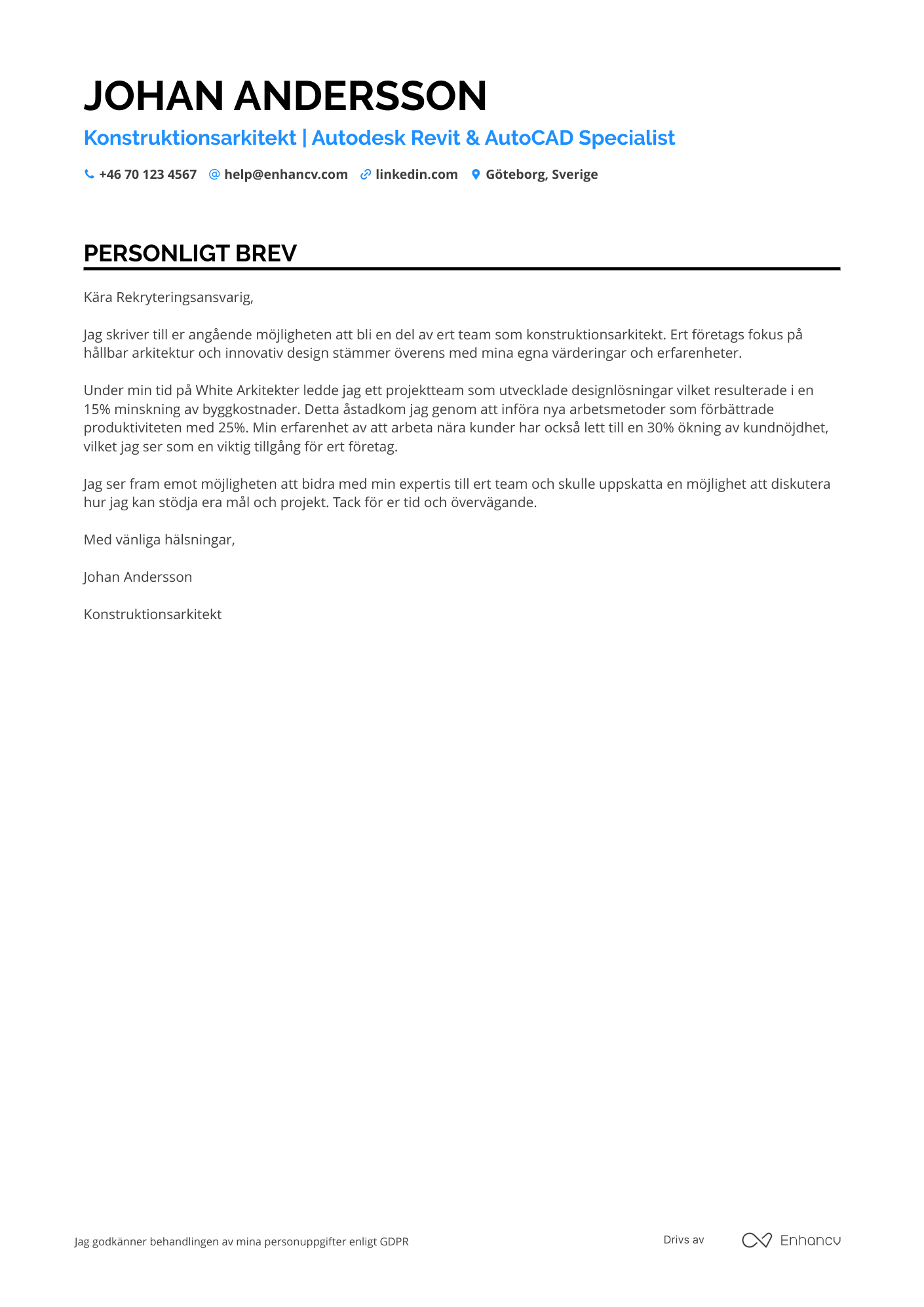 Personligt brev för Konstruktionsarkitekt Resume Example