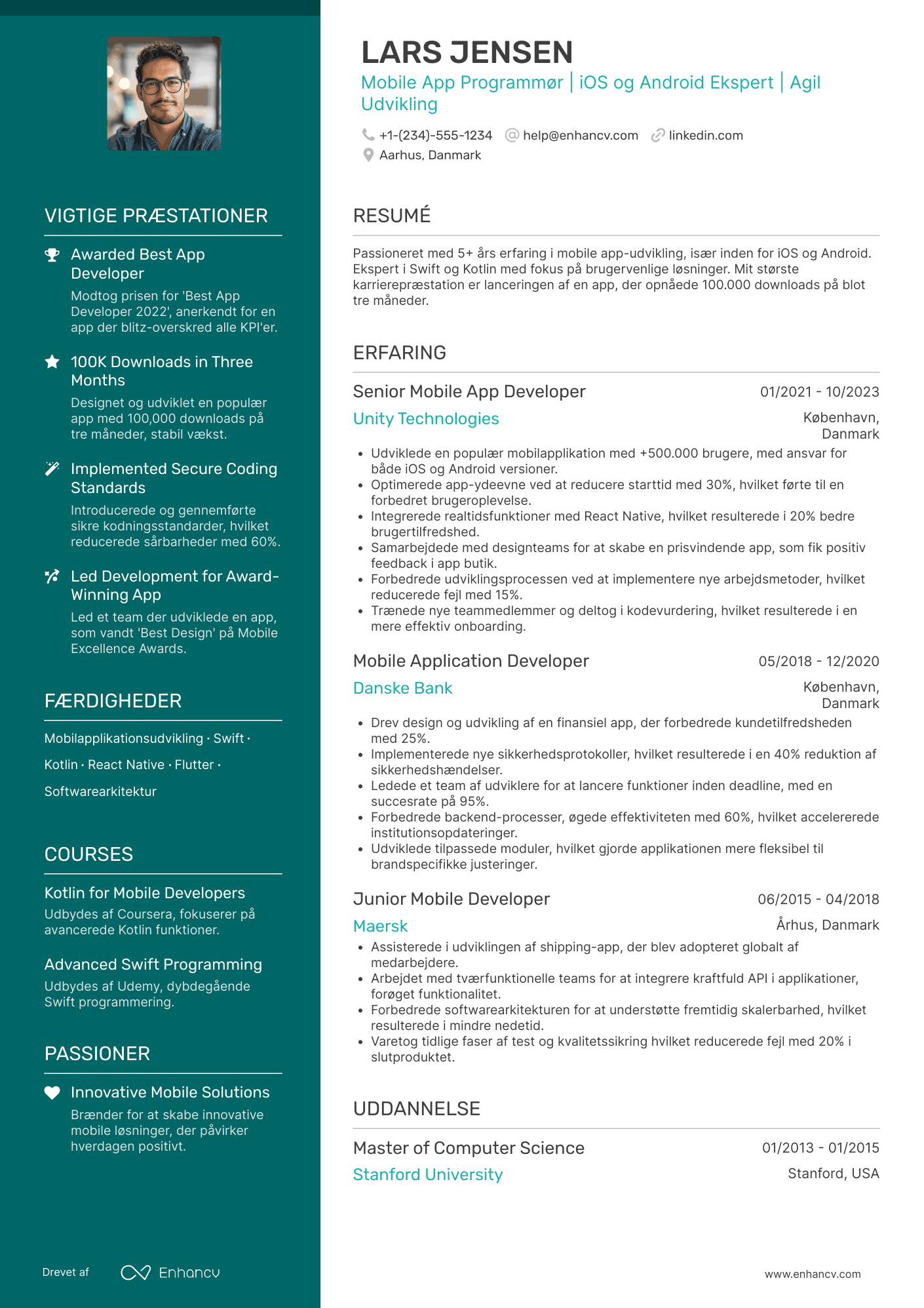CV til Mobile App Programmør Resume Example