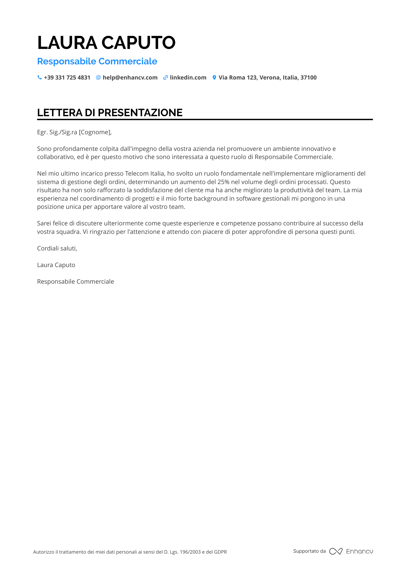 Segretaria Senior Resume Example