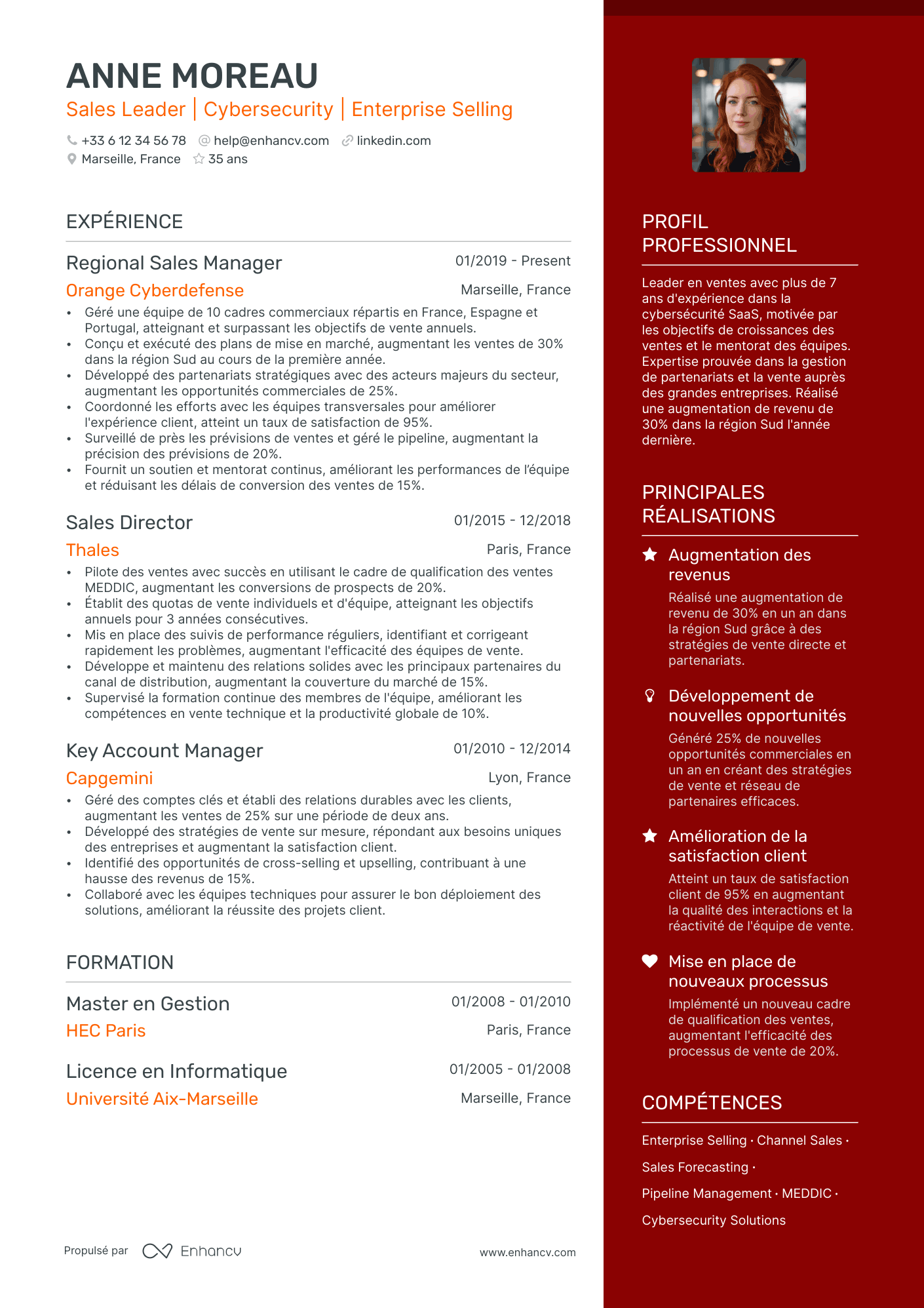 Directeur Commercial Régional Resume Example