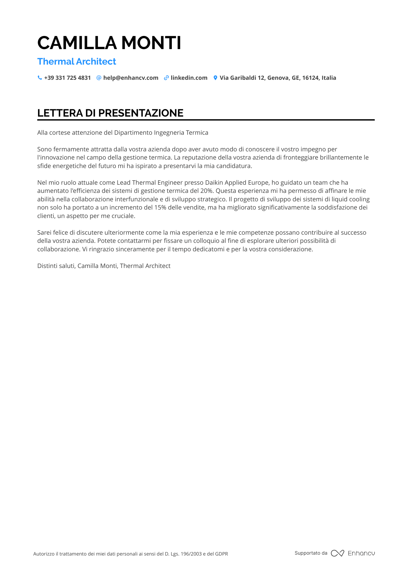 Architetto Prima Esperienza Resume Example