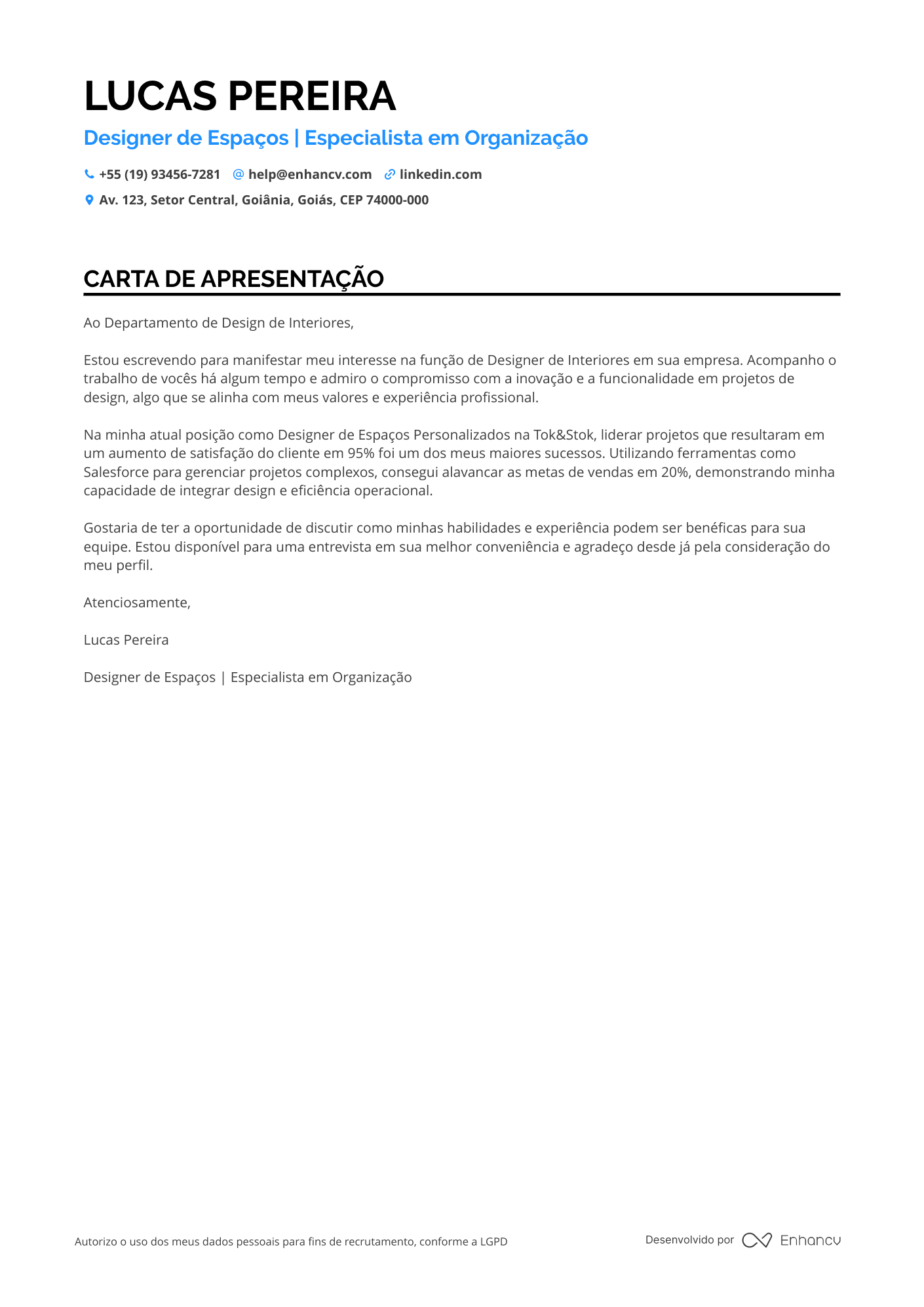 Designer Meio período Resume Example