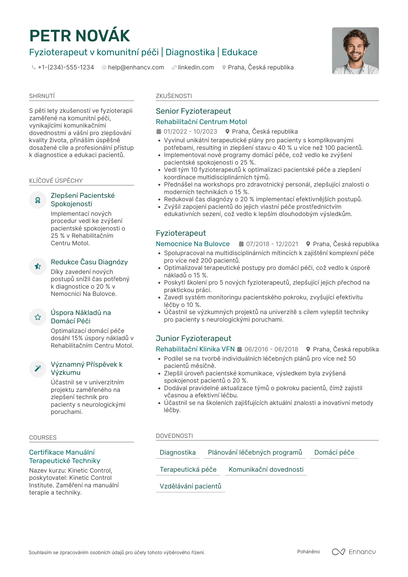 Životopis pro Fyzioterapeut v komunitní péči Resume Example