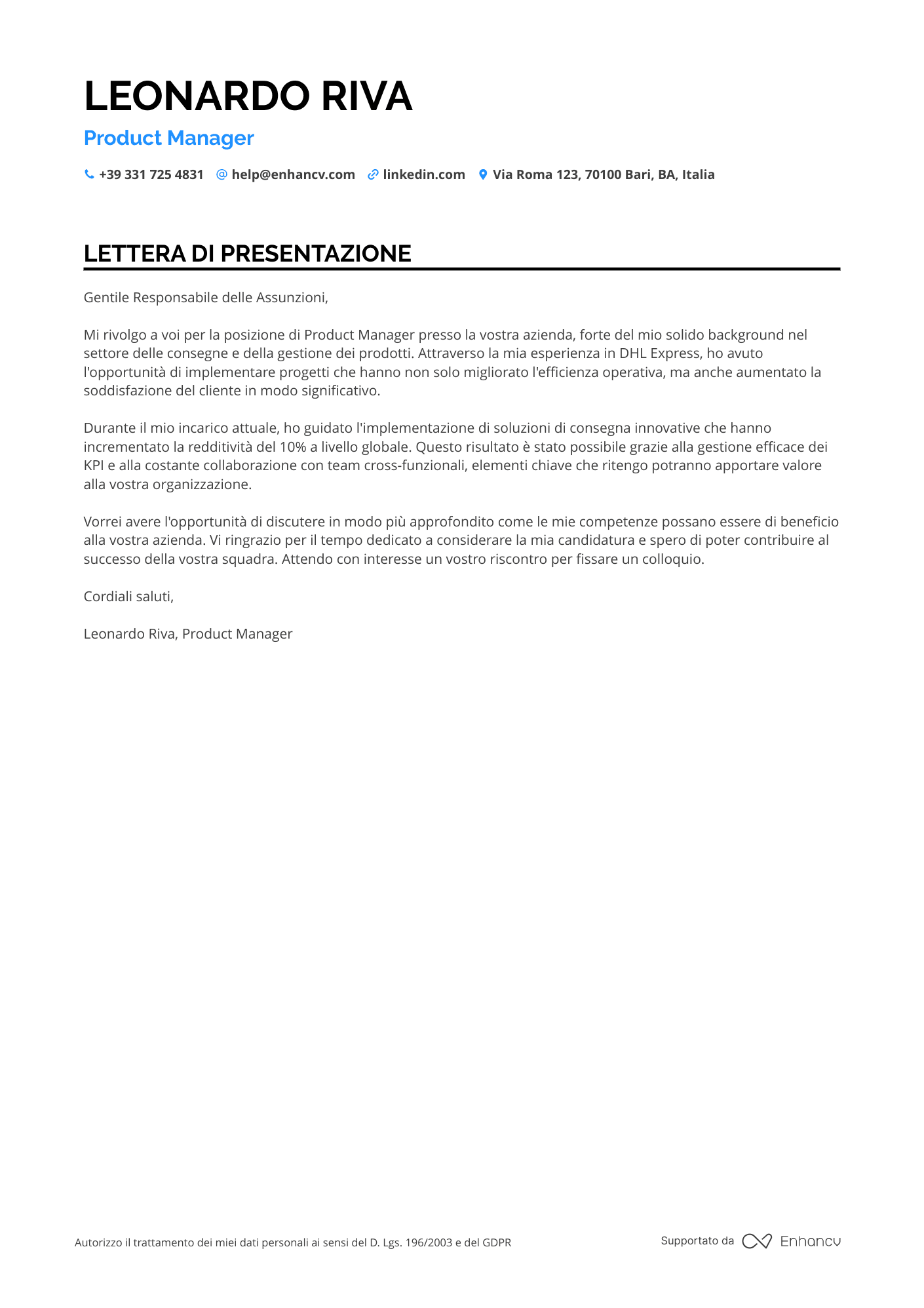 Coop Product Manager Resume Example