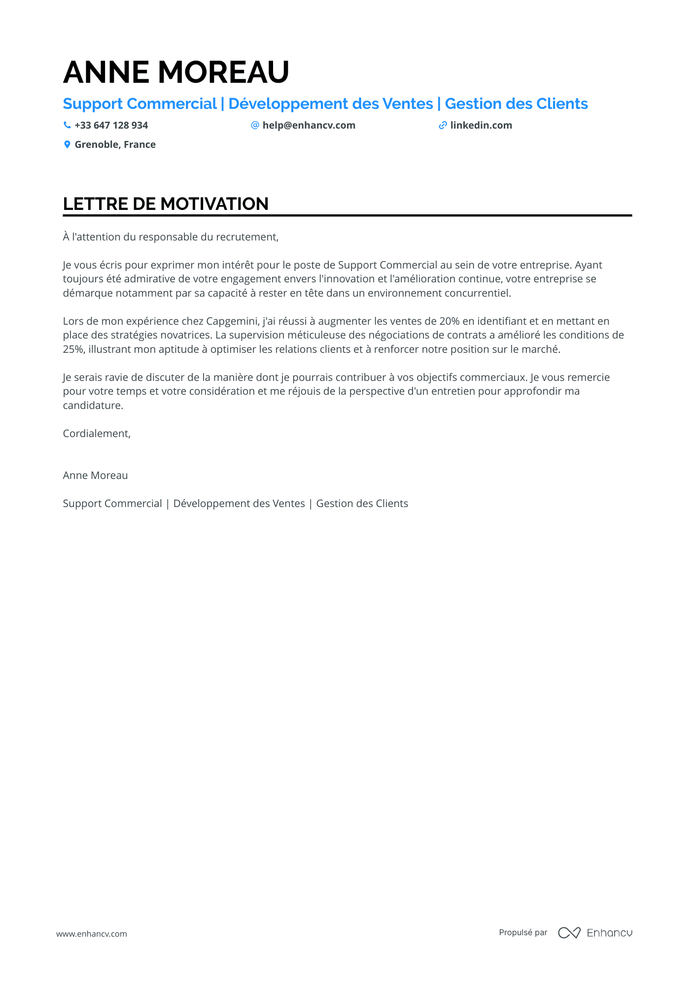 Assistant Commercial Resume Example