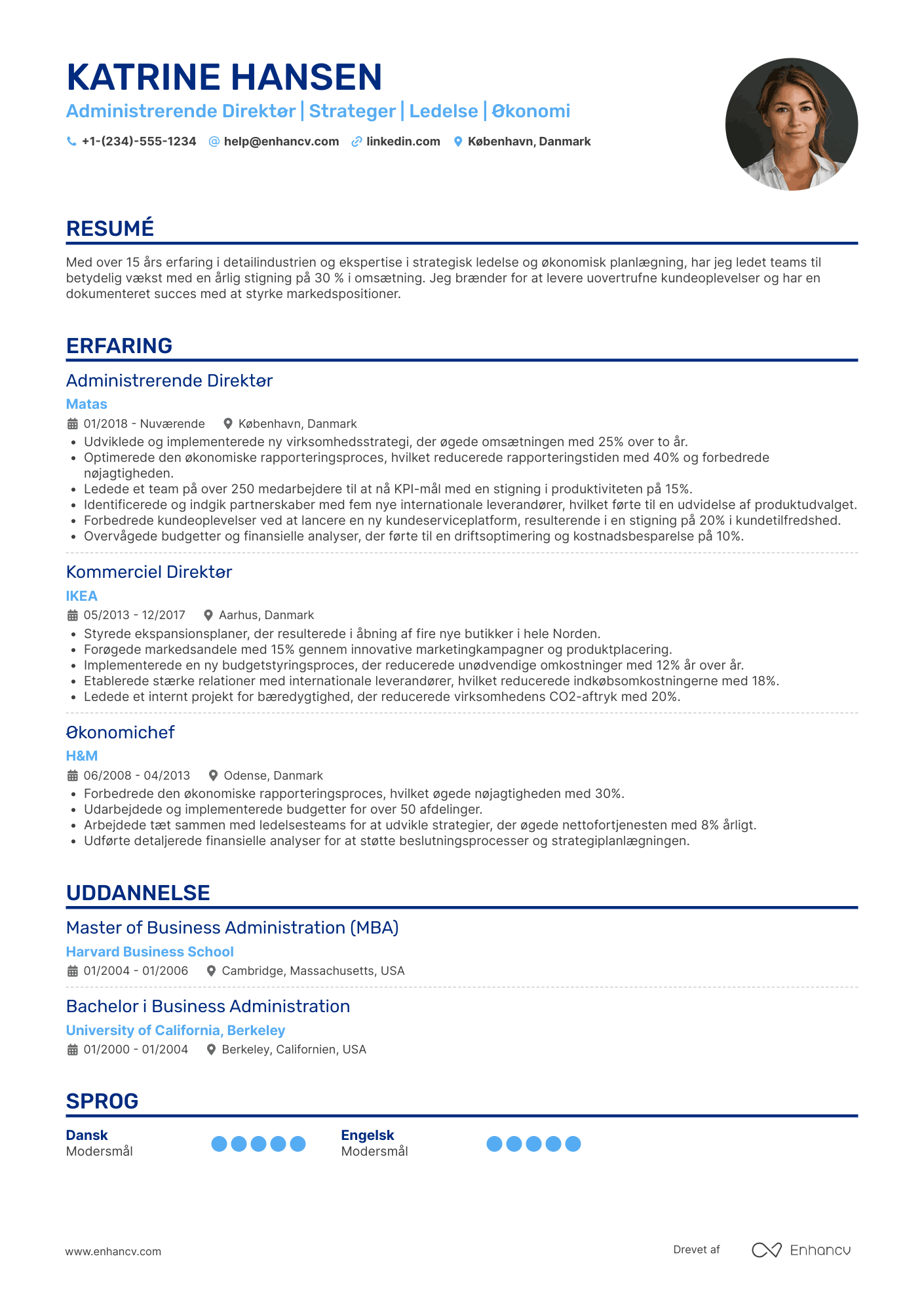 CV til Administrerende Direktør i Retail Resume Example