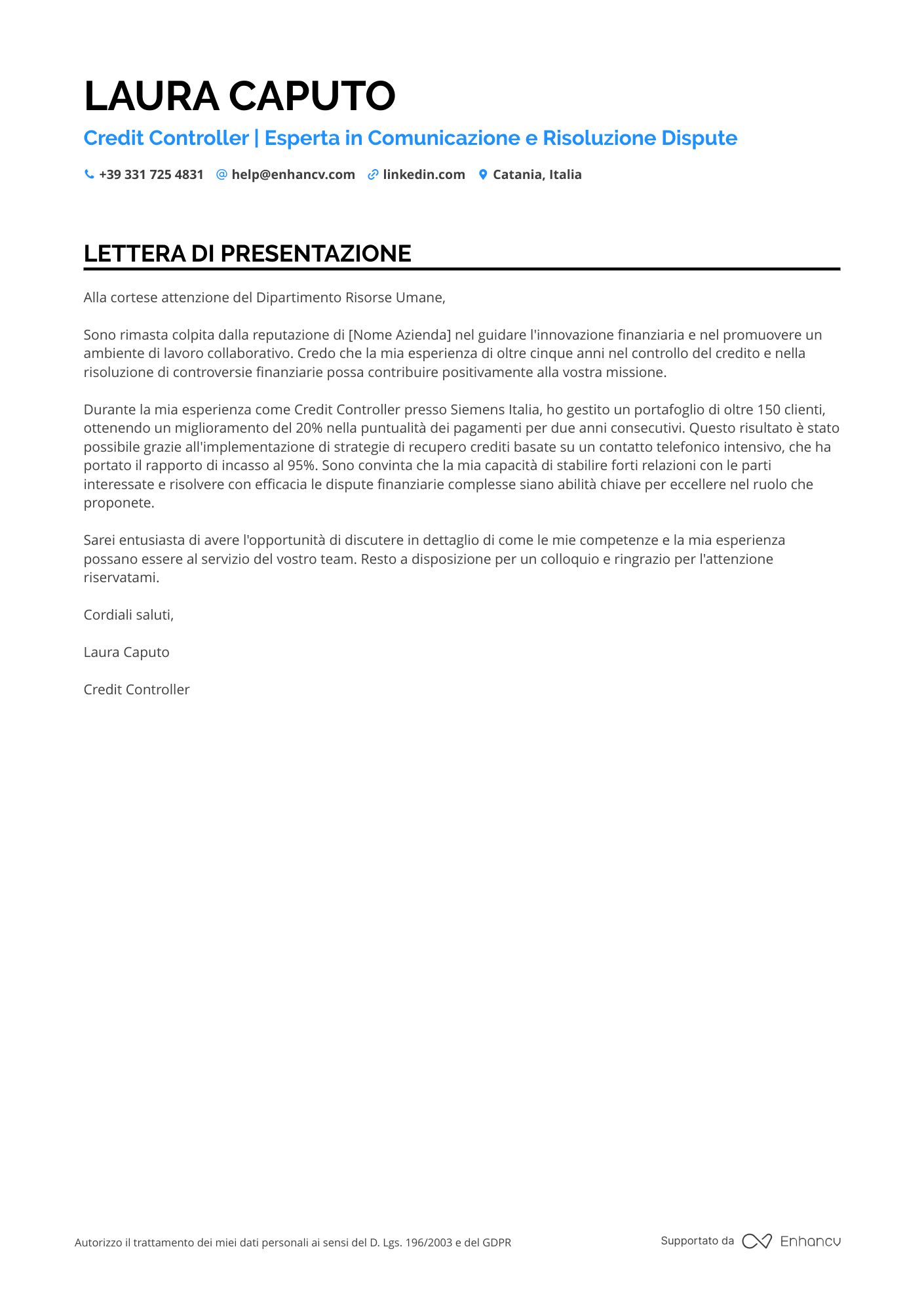 Badante Domiciliare Resume Example