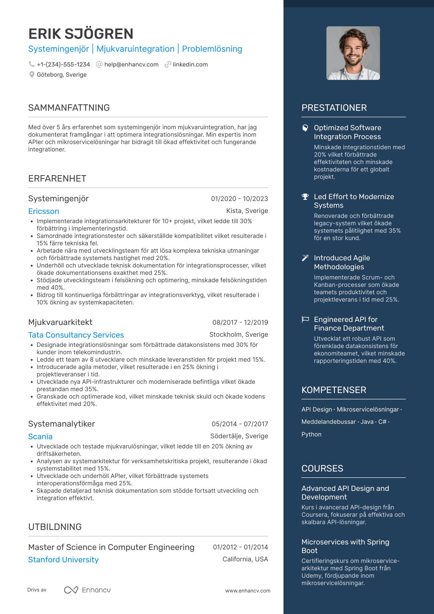 CV för Systemingenjör för mjukvaruintegration Resume Example