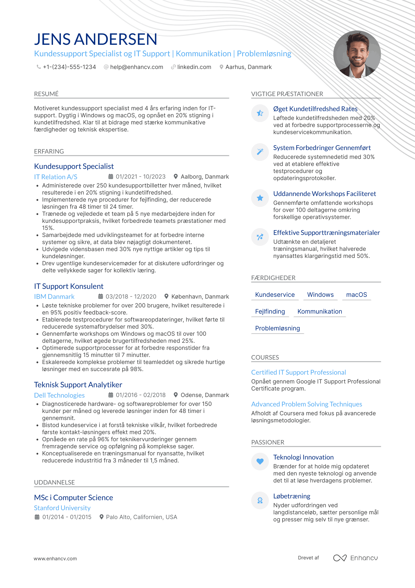 CV til Kundeservicemedarbejder   IT support Resume Example