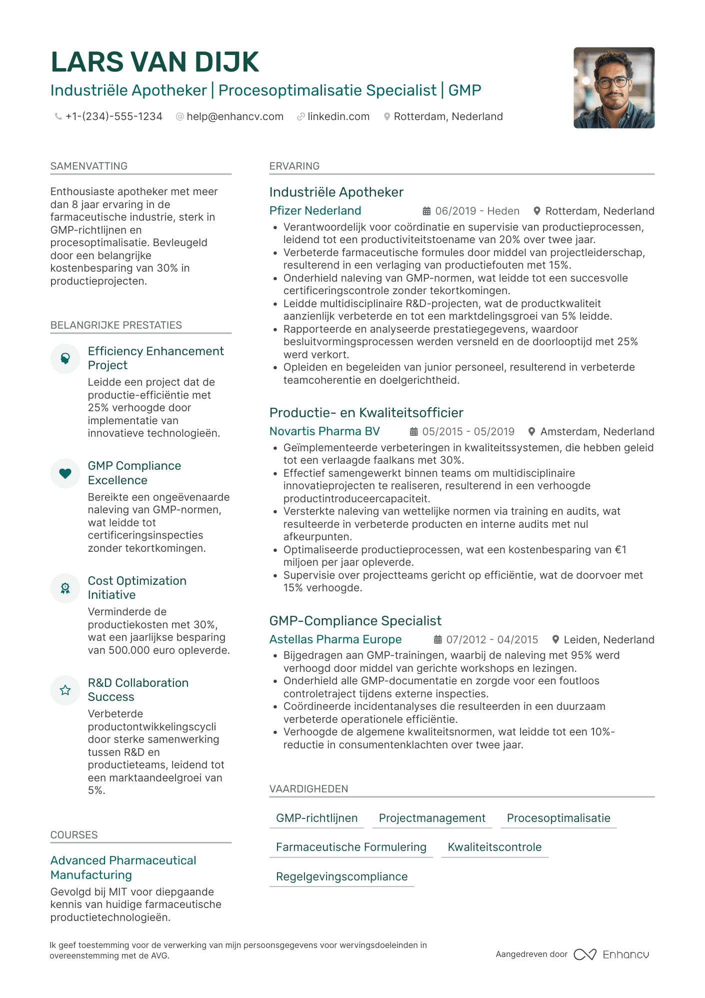 CV voor Industriële Apotheker Resume Example