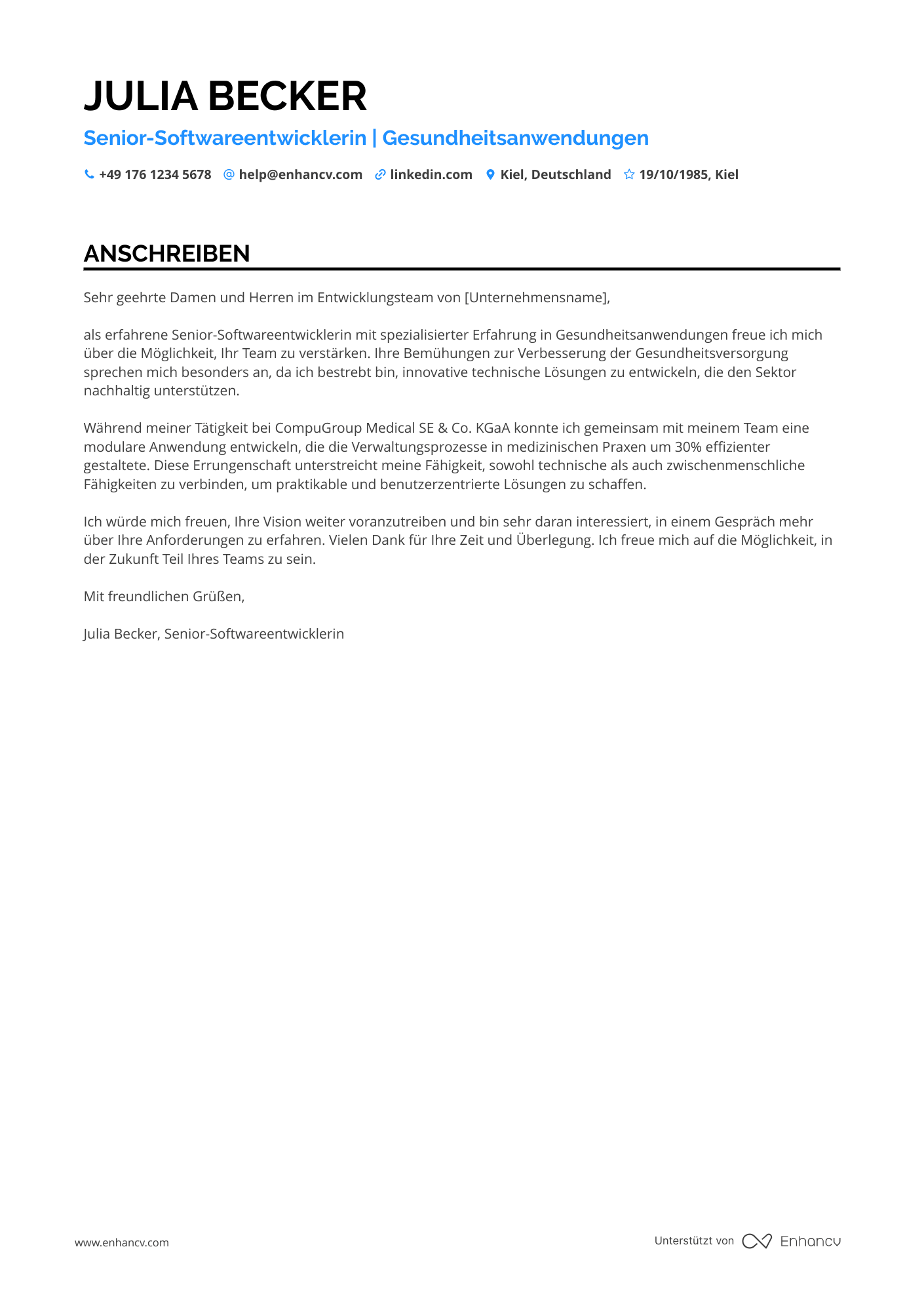 Programmierer in der Gesundheitsindustrie Resume Example
