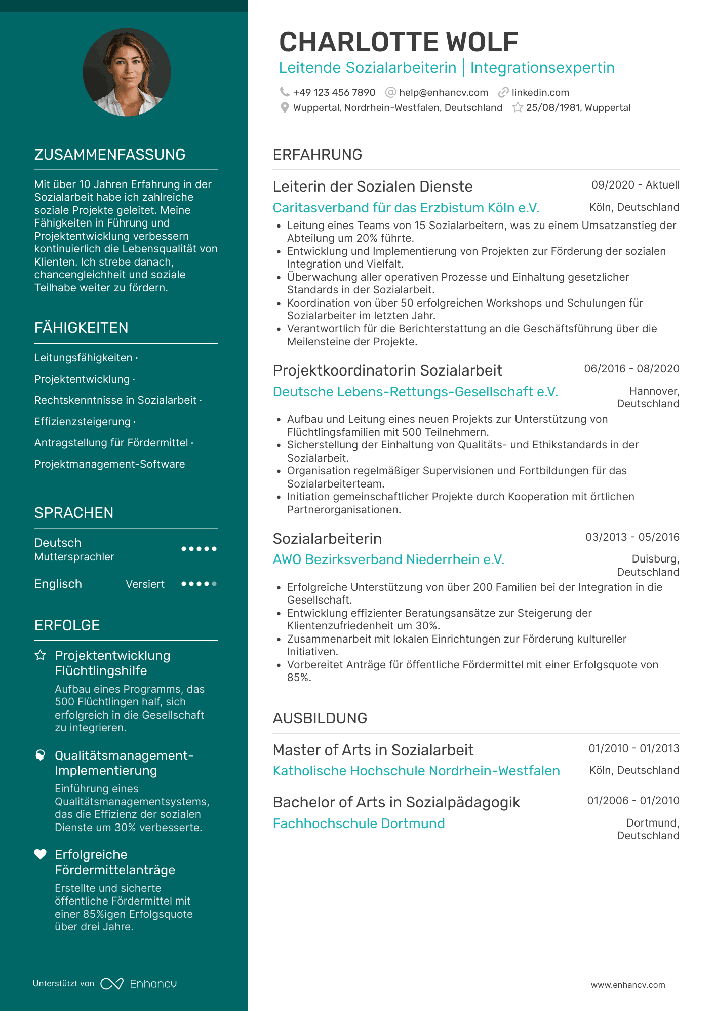 Lebenslauf als Leitender Sozialarbeiter Resume Example