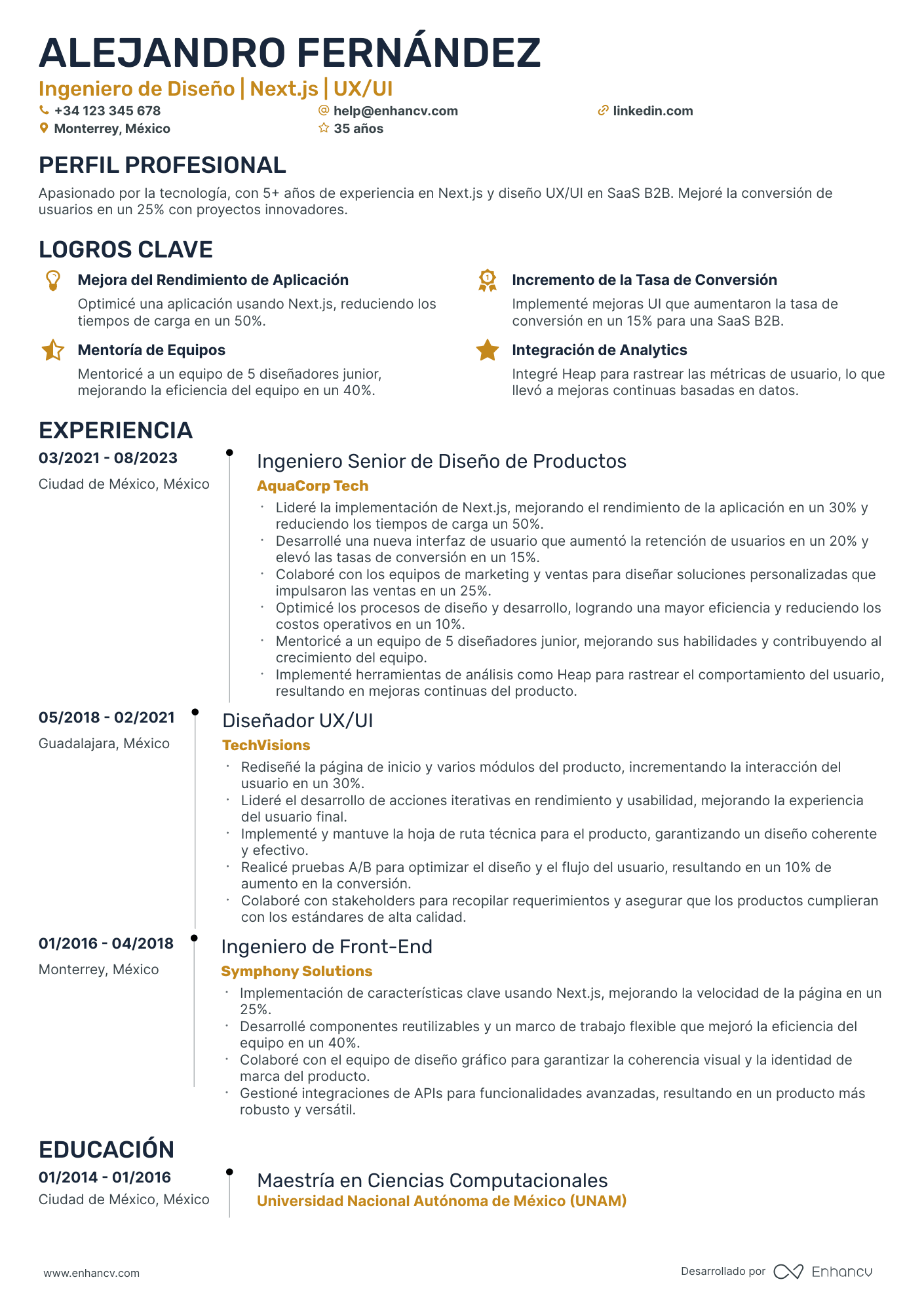 Ingeniero de Informática Resume Example