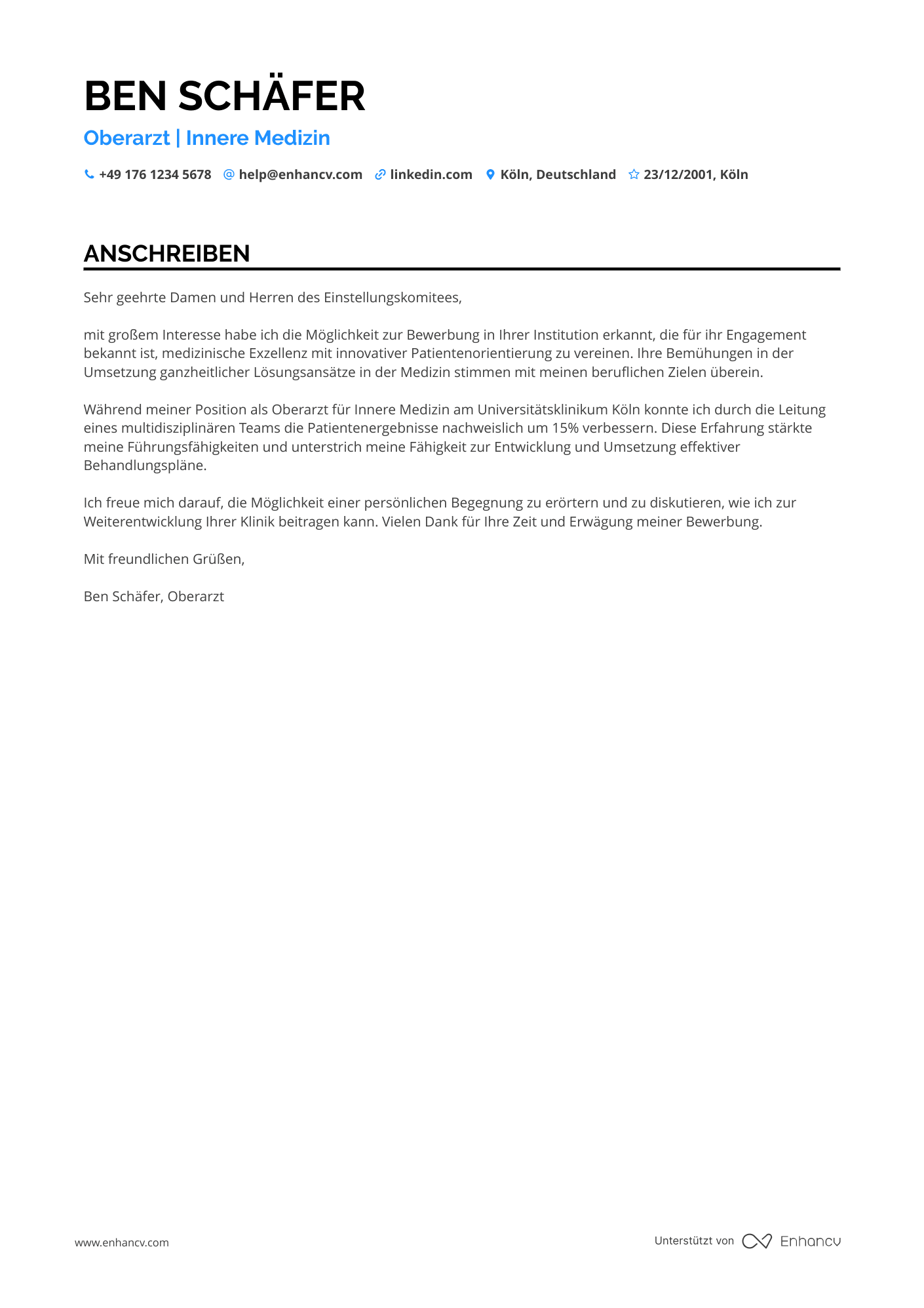 Oberarzt Resume Example