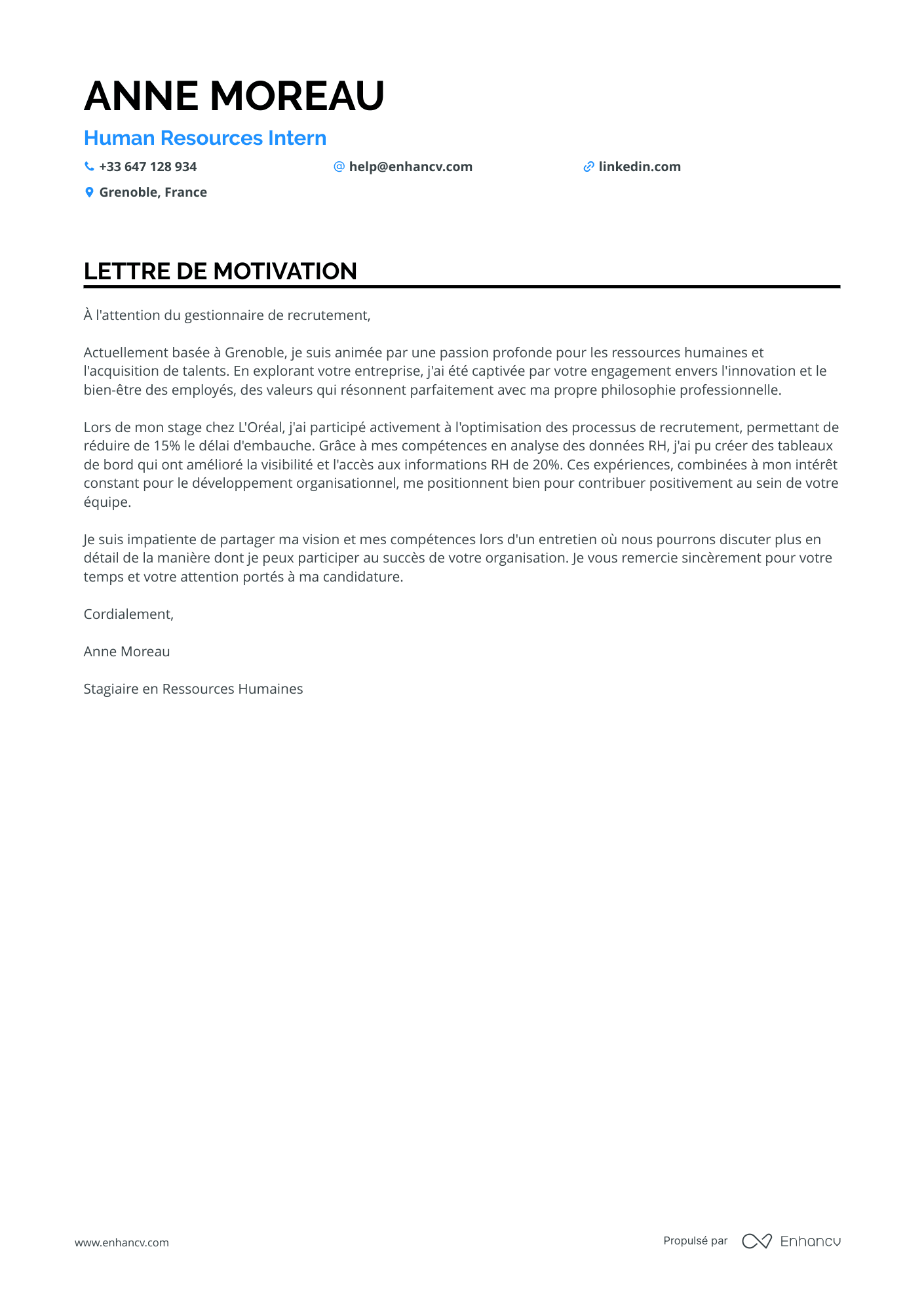 Étudiant en Ressources Humaines Resume Example