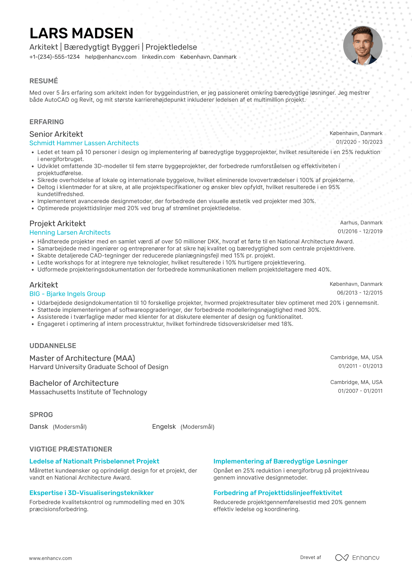 CV til Arkitekt i byggesektoren Resume Example