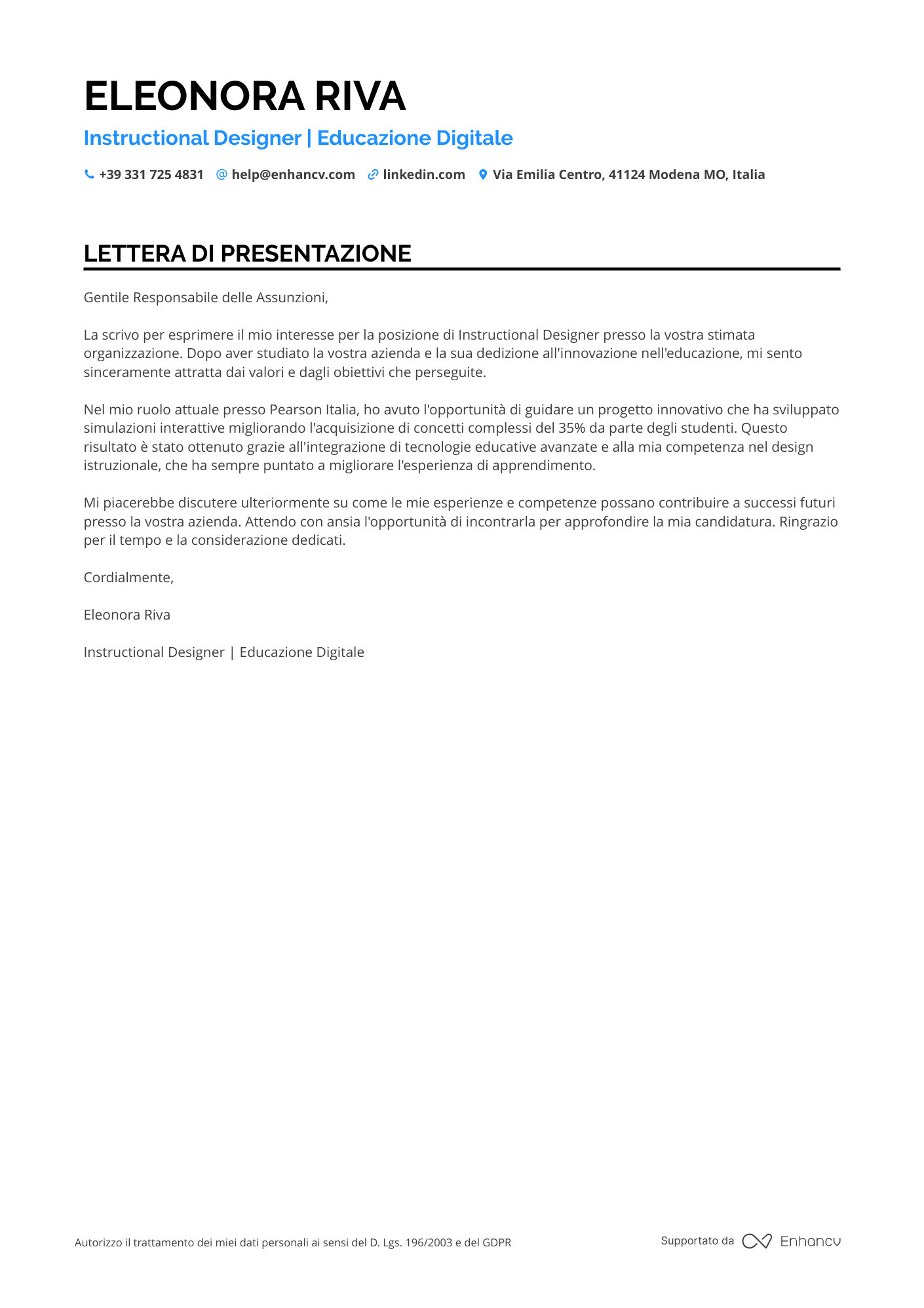 Designer Junior Resume Example