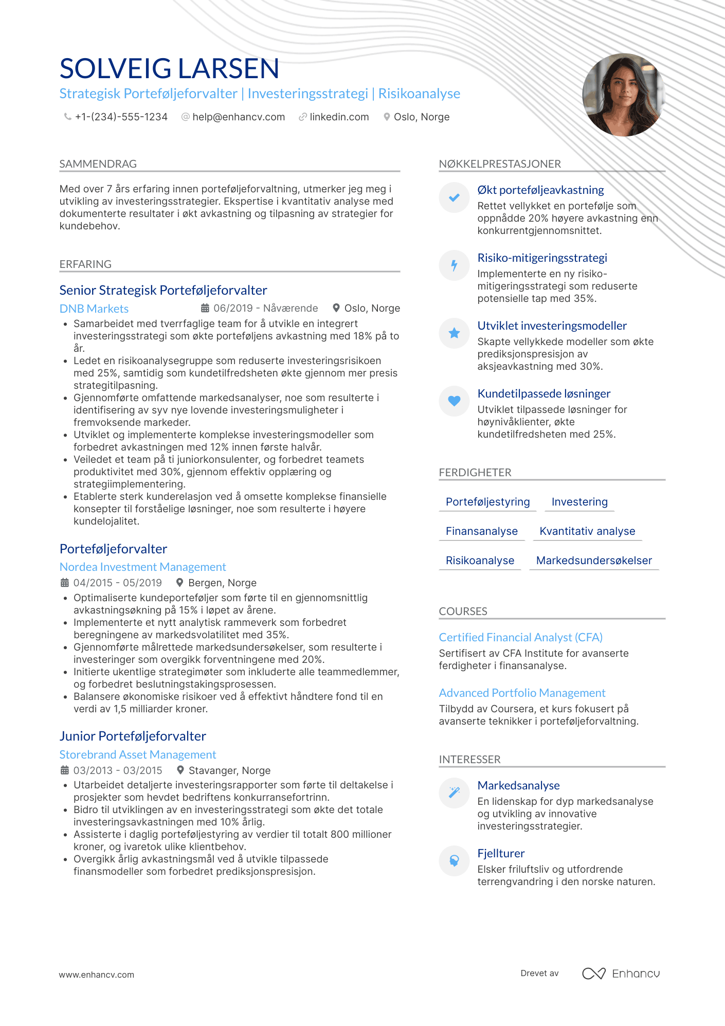 CV for Strategisk Porteføljeforvalter Resume Example