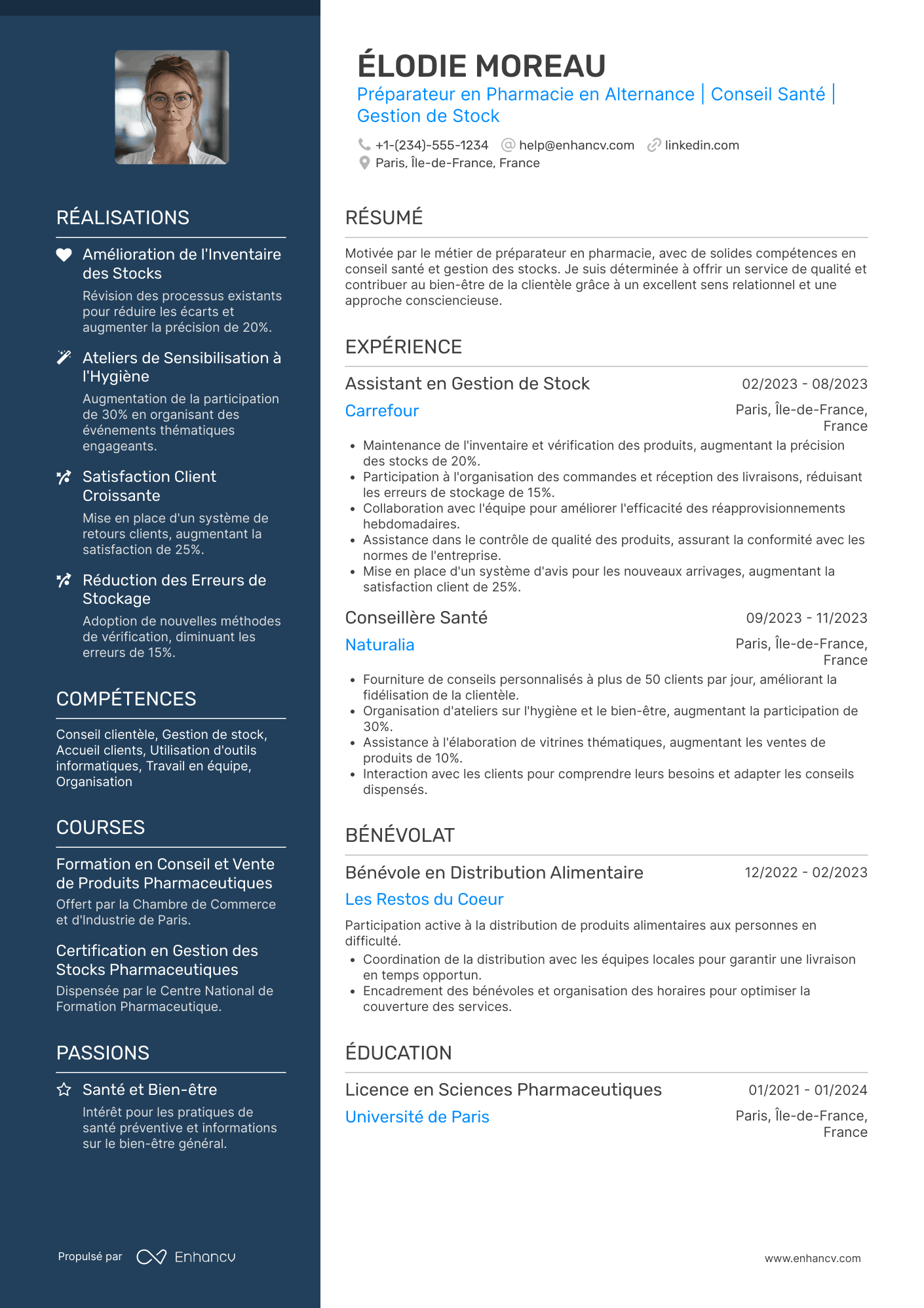 CV de préparateur en pharmacie en alternance Resume Example