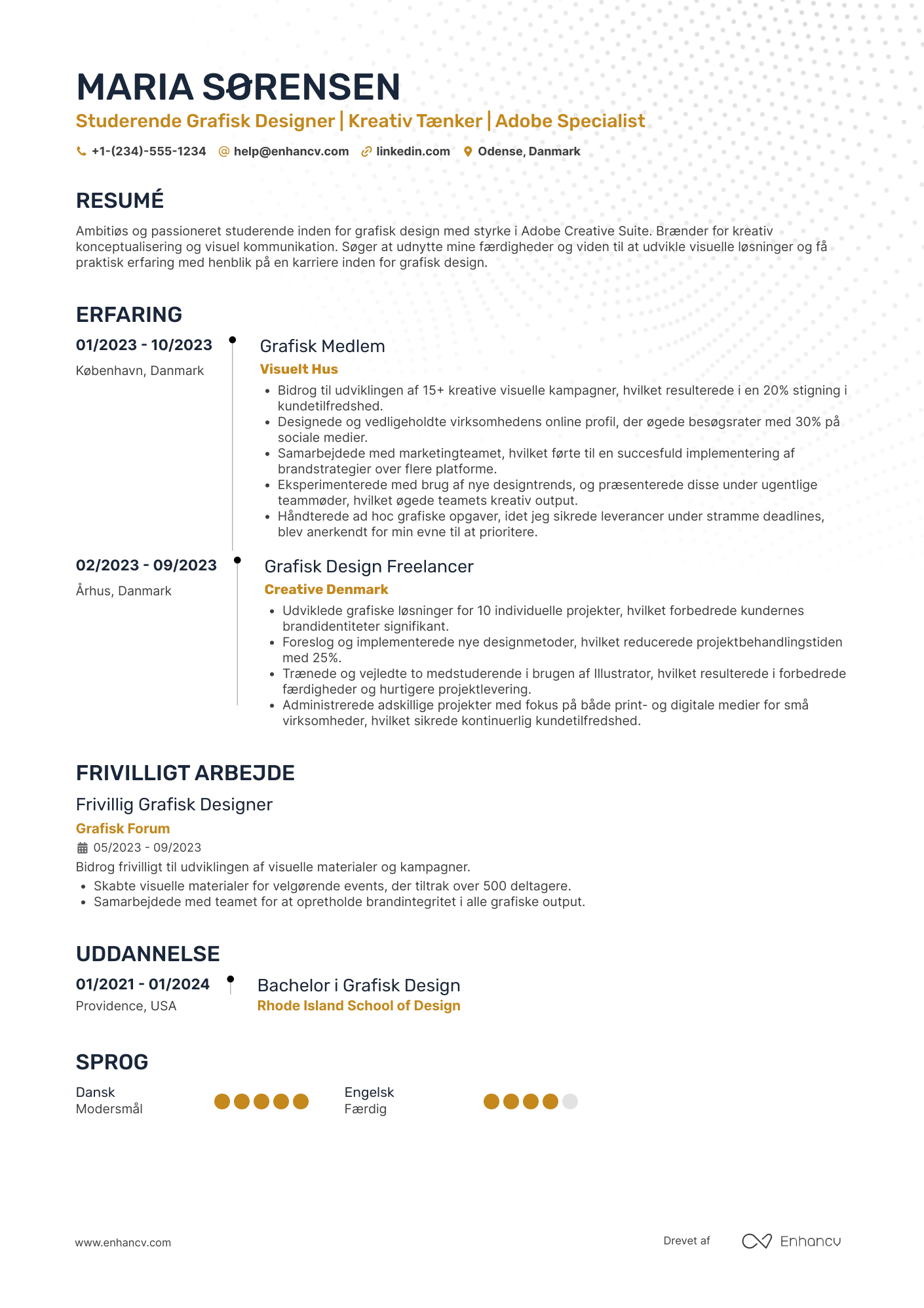 CV til Studerende Grafisk Designer Resume Example