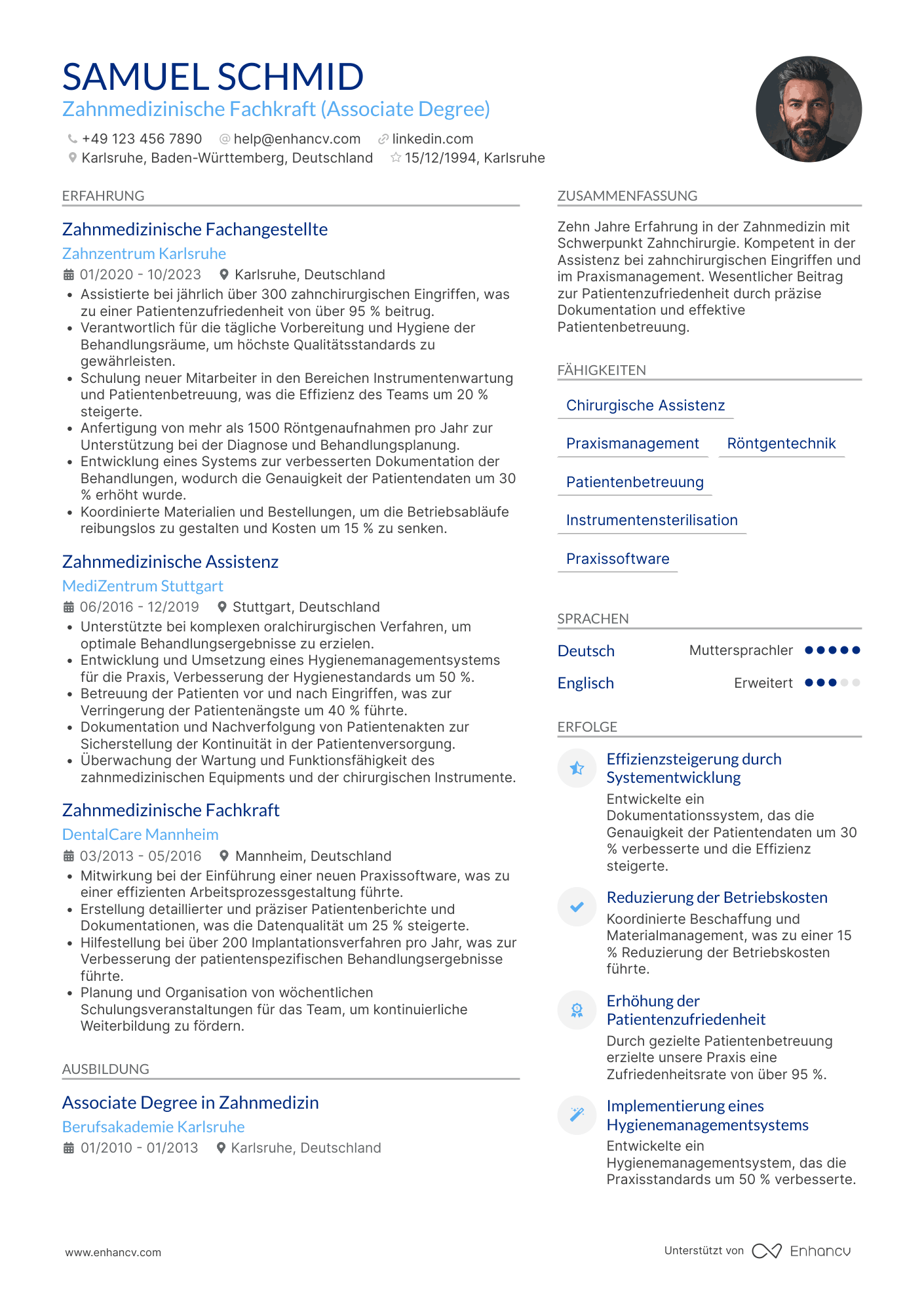 Lebenslauf als Zahnarzthelferin für Zahnchirurgie Resume Example