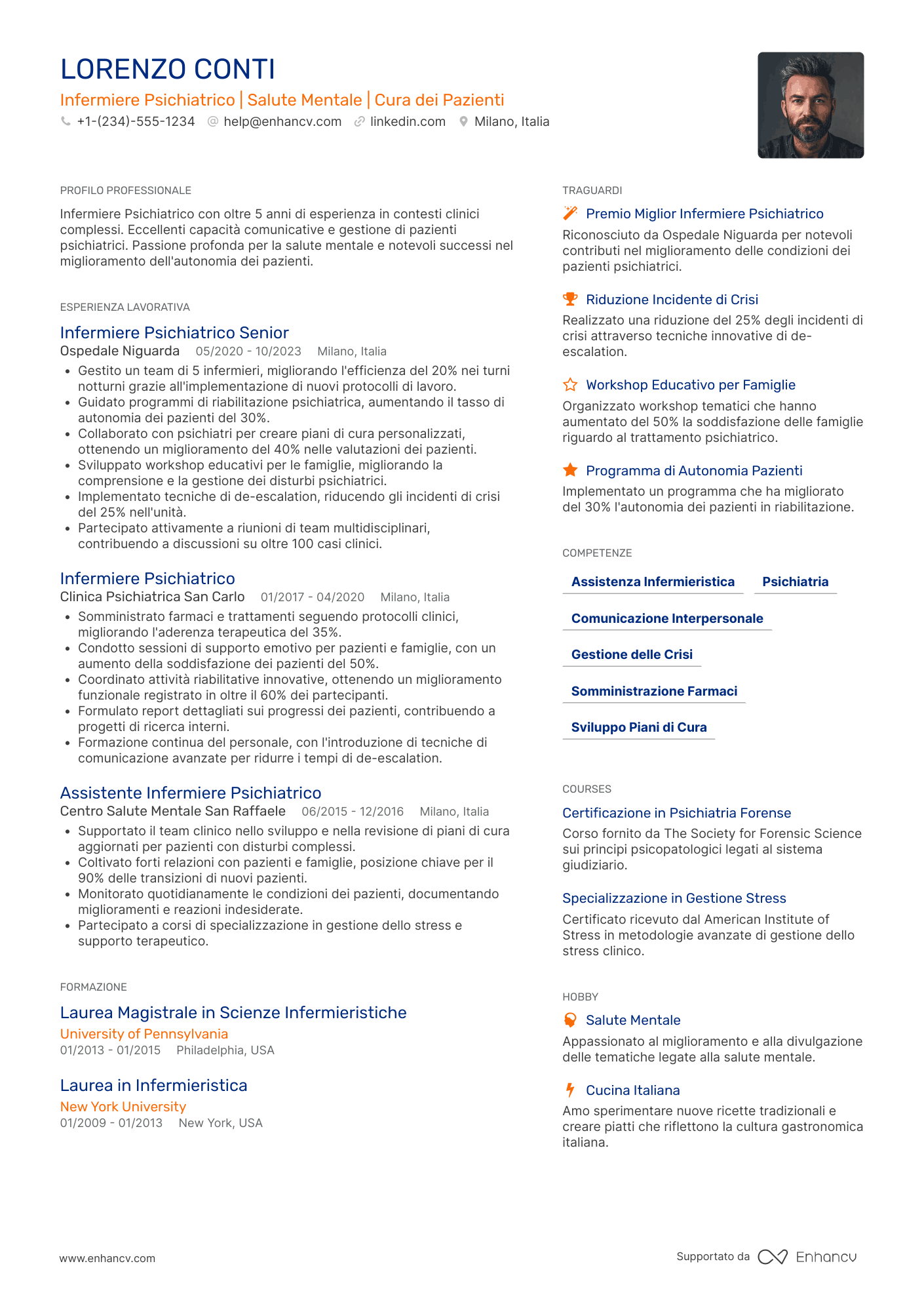 Curriculum infermiere psichiatrico Resume Example