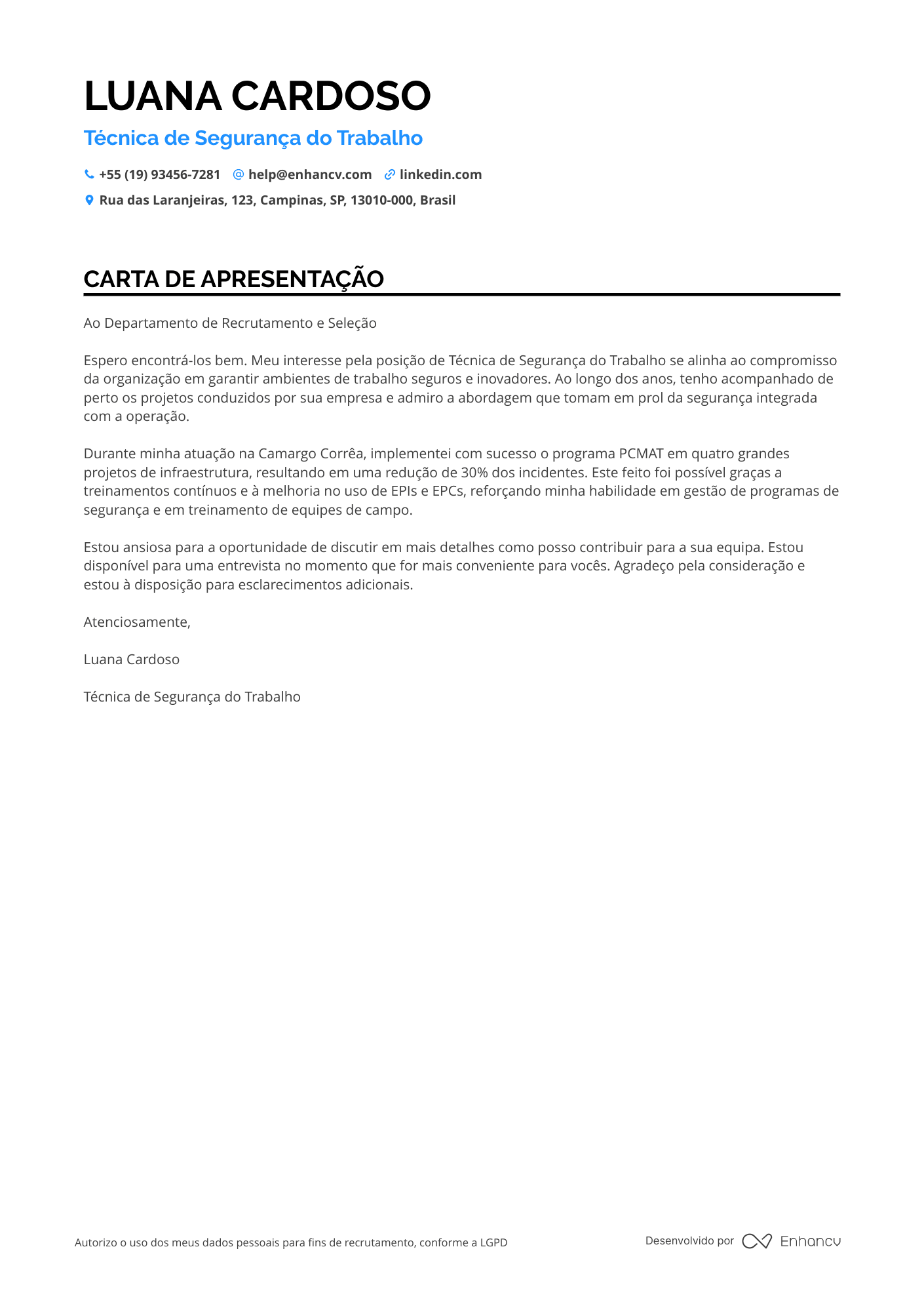 Engenheiro Civil de Obras Públicas Resume Example