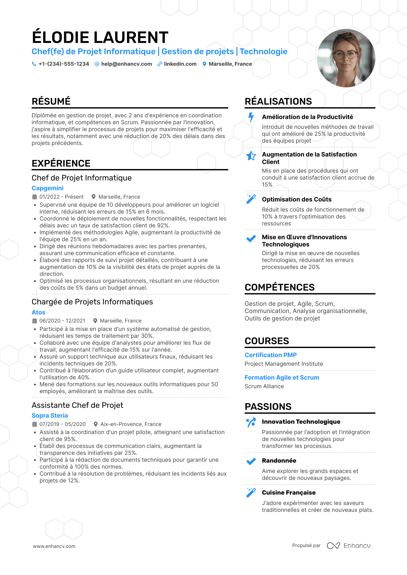 CV de chef·fe de projet informatique junior Resume Example