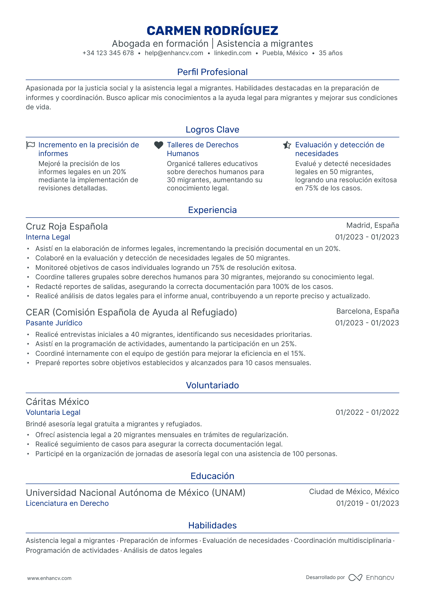 Abogado de Derecho Internacional Resume Example