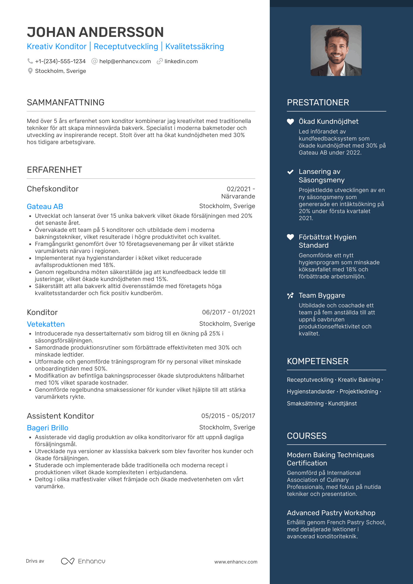 CV för Kreativ Konditor Resume Example