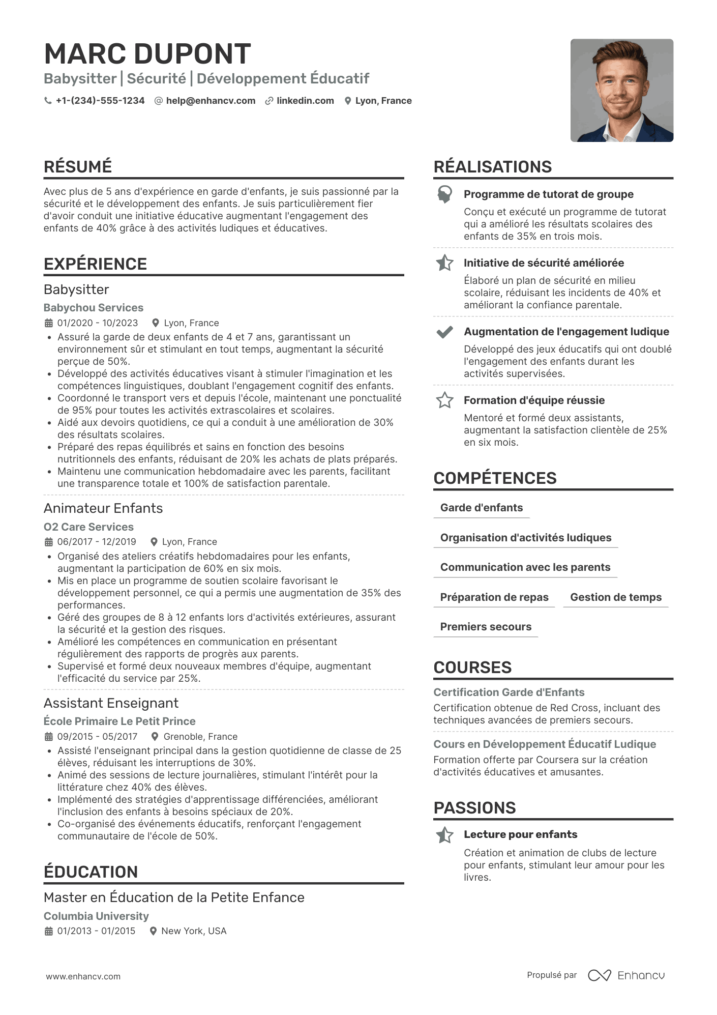 CV babysitting au pair Resume Example