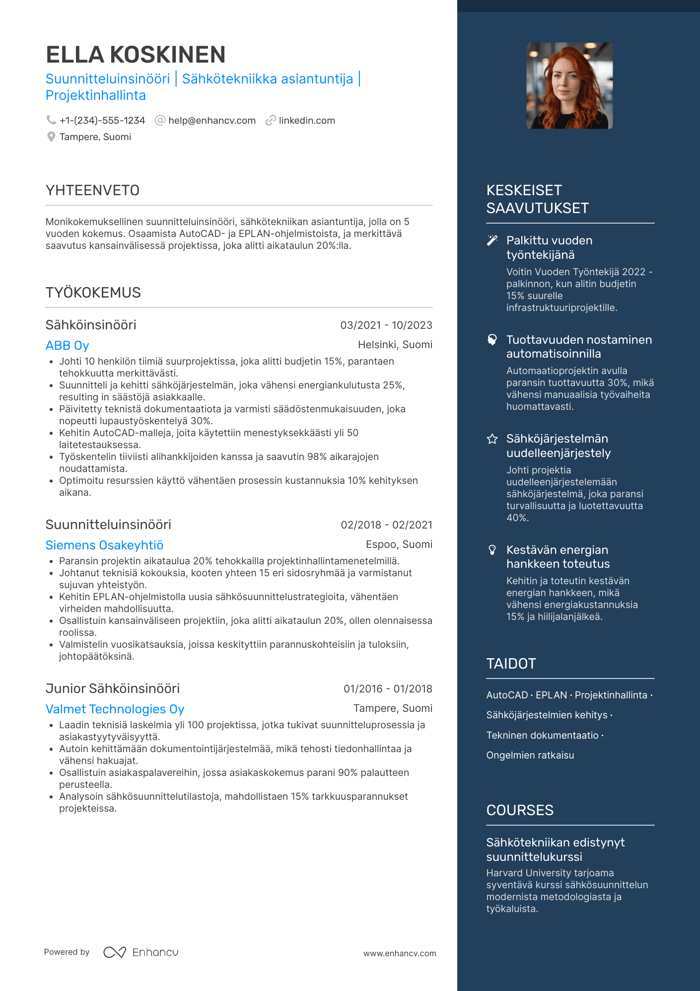 Ansioluettelo Suunnitteluinsinööri Sähkö Resume Example