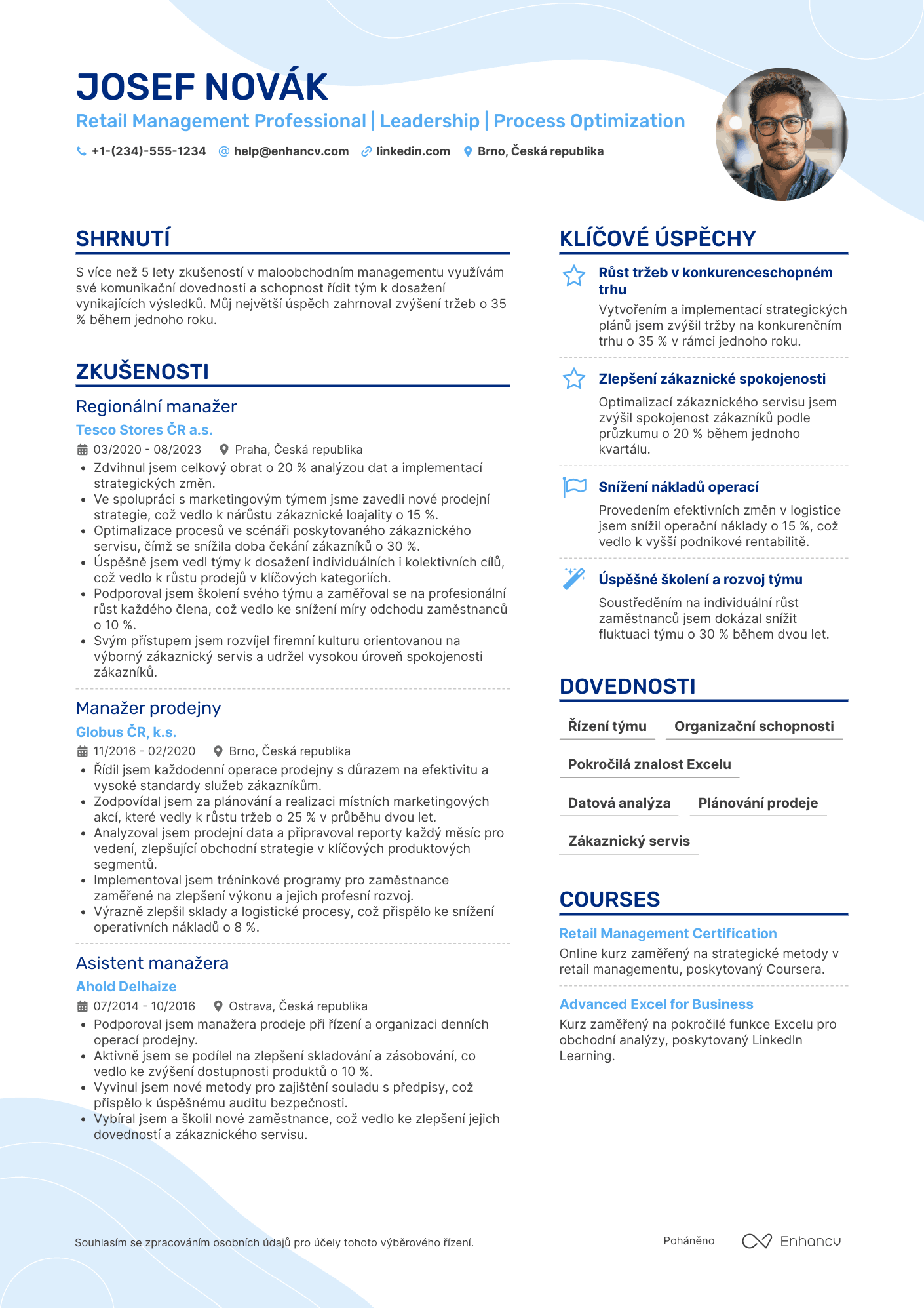 Životopis pro Manažer maloobchodu Resume Example