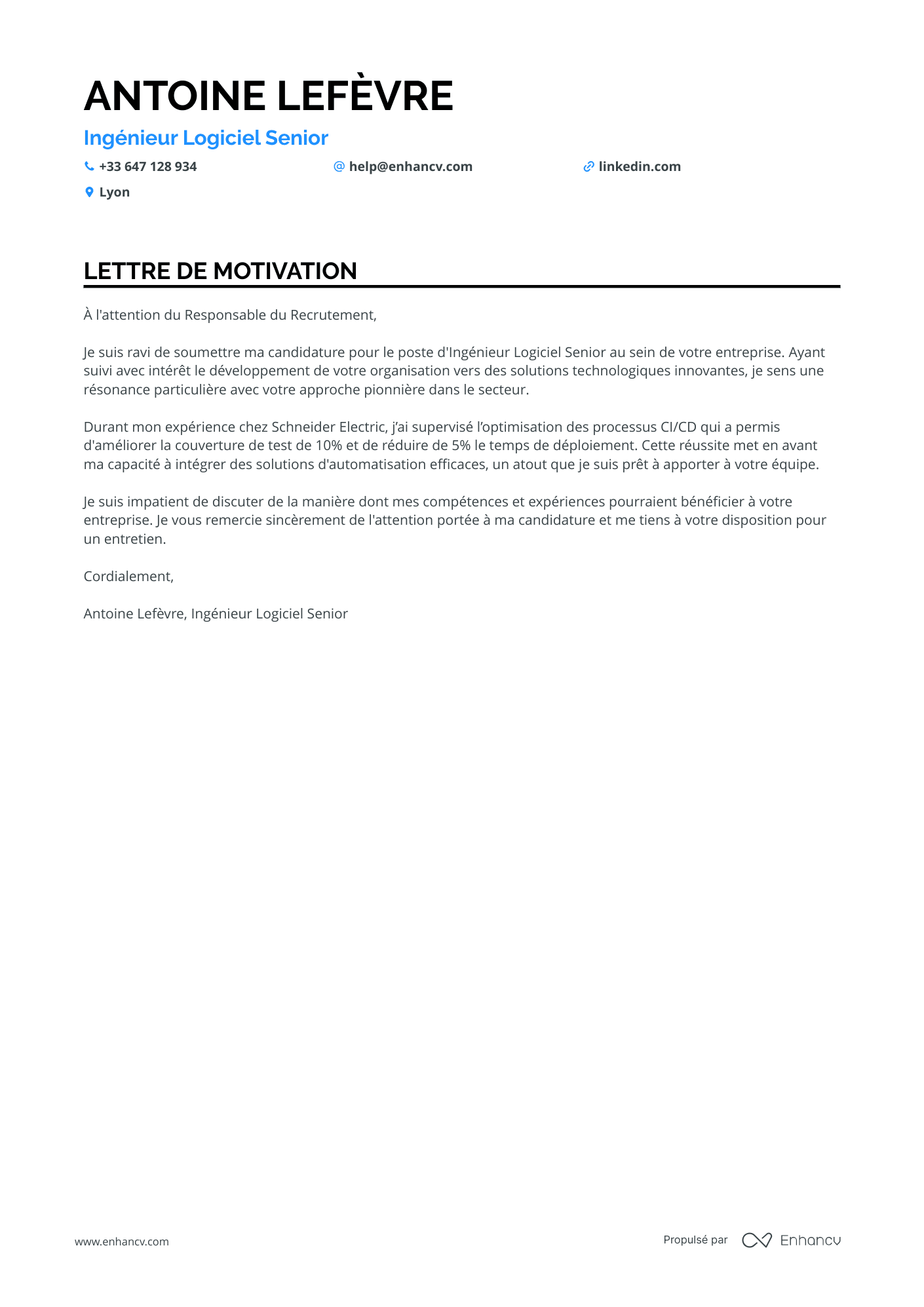 Web Développeur Full Stack Resume Example