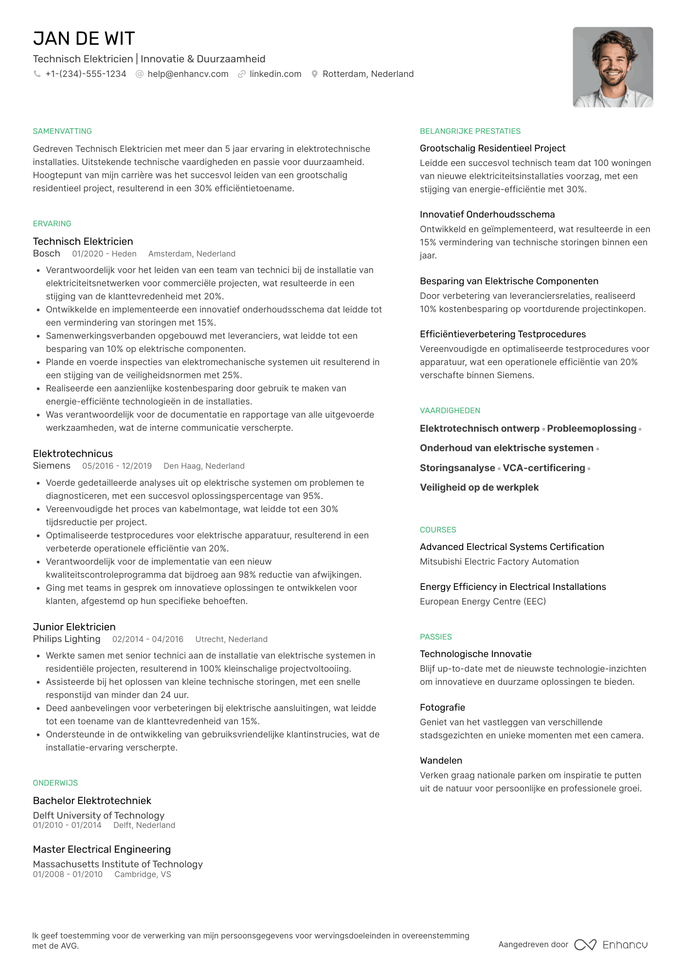 CV voor Technisch Elektricien Resume Example