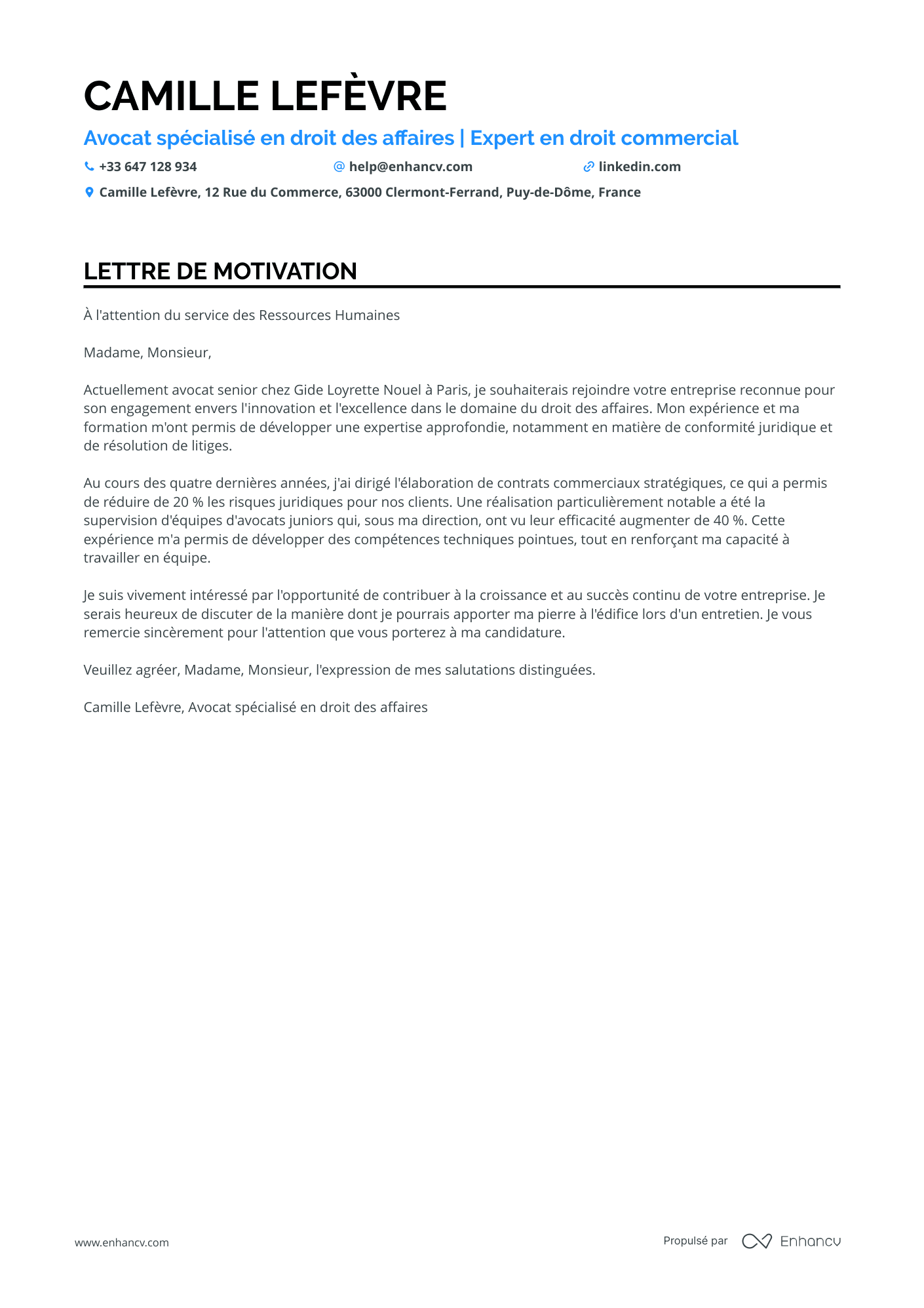 Avocat associé Resume Example