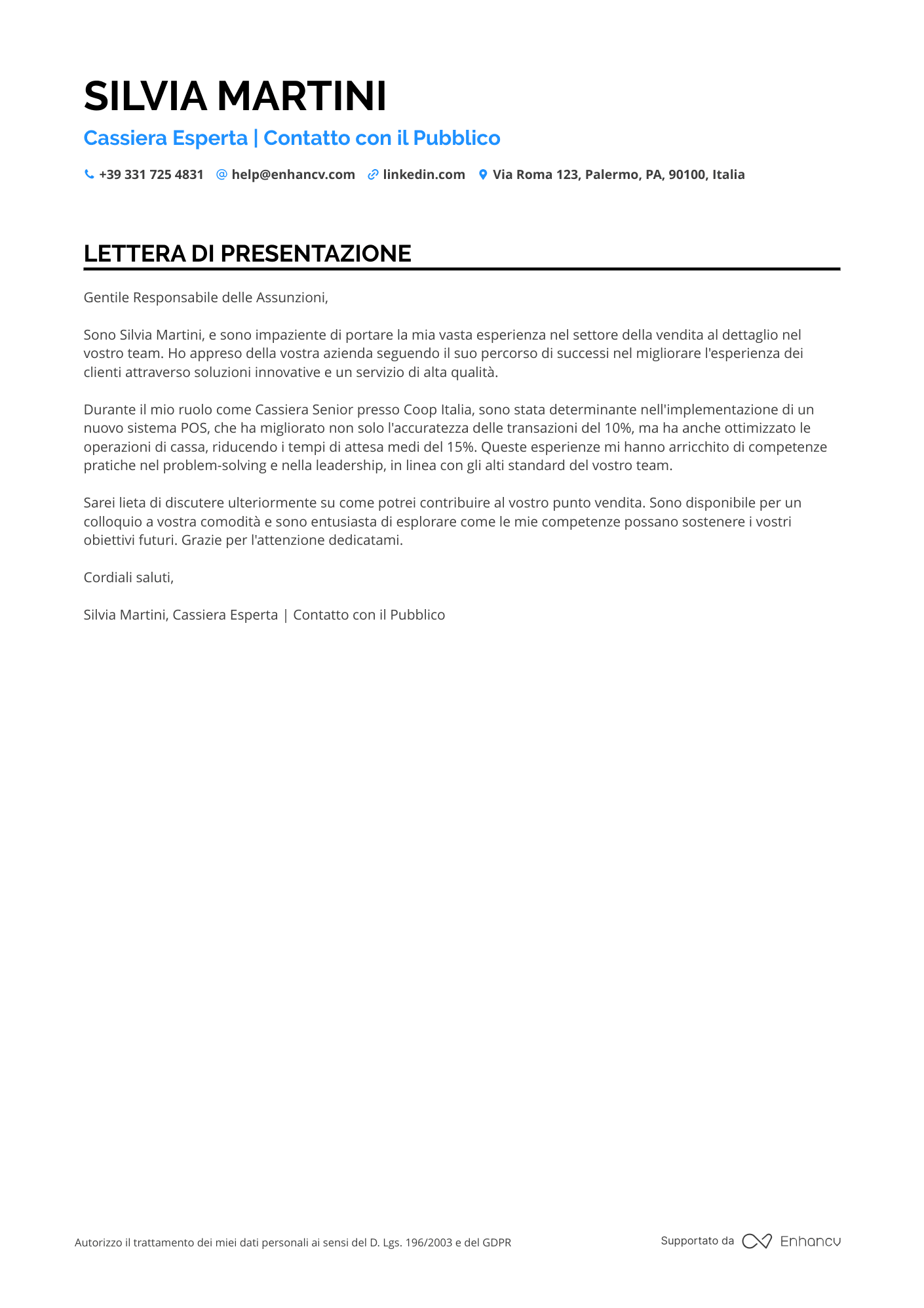 Conad Senior Resume Example