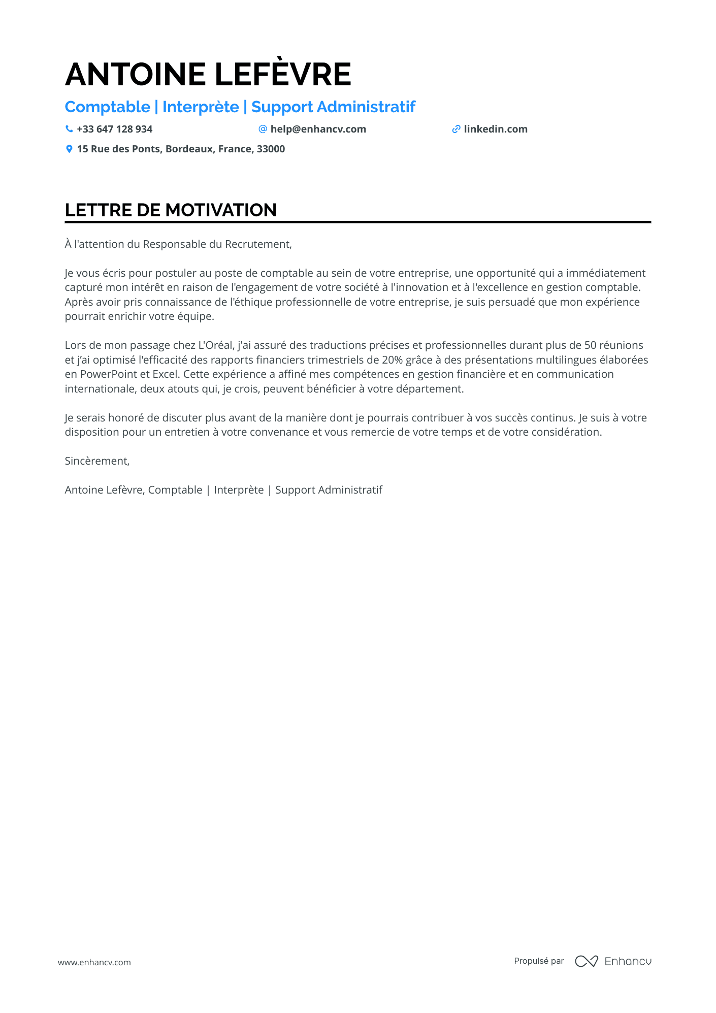 Assistant Administratif Comptable Resume Example