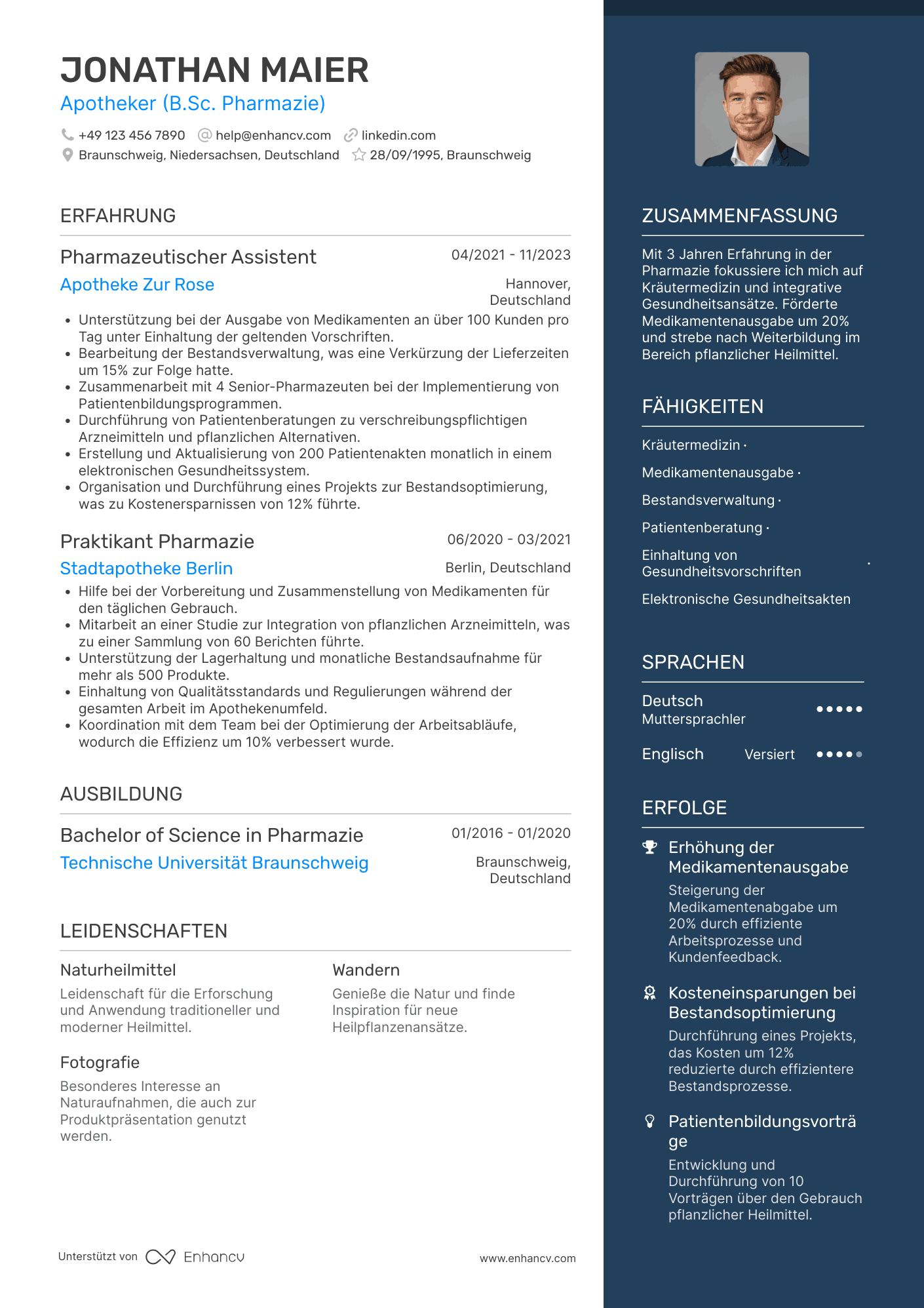 Lebenslauf als Junior Apotheker Resume Example
