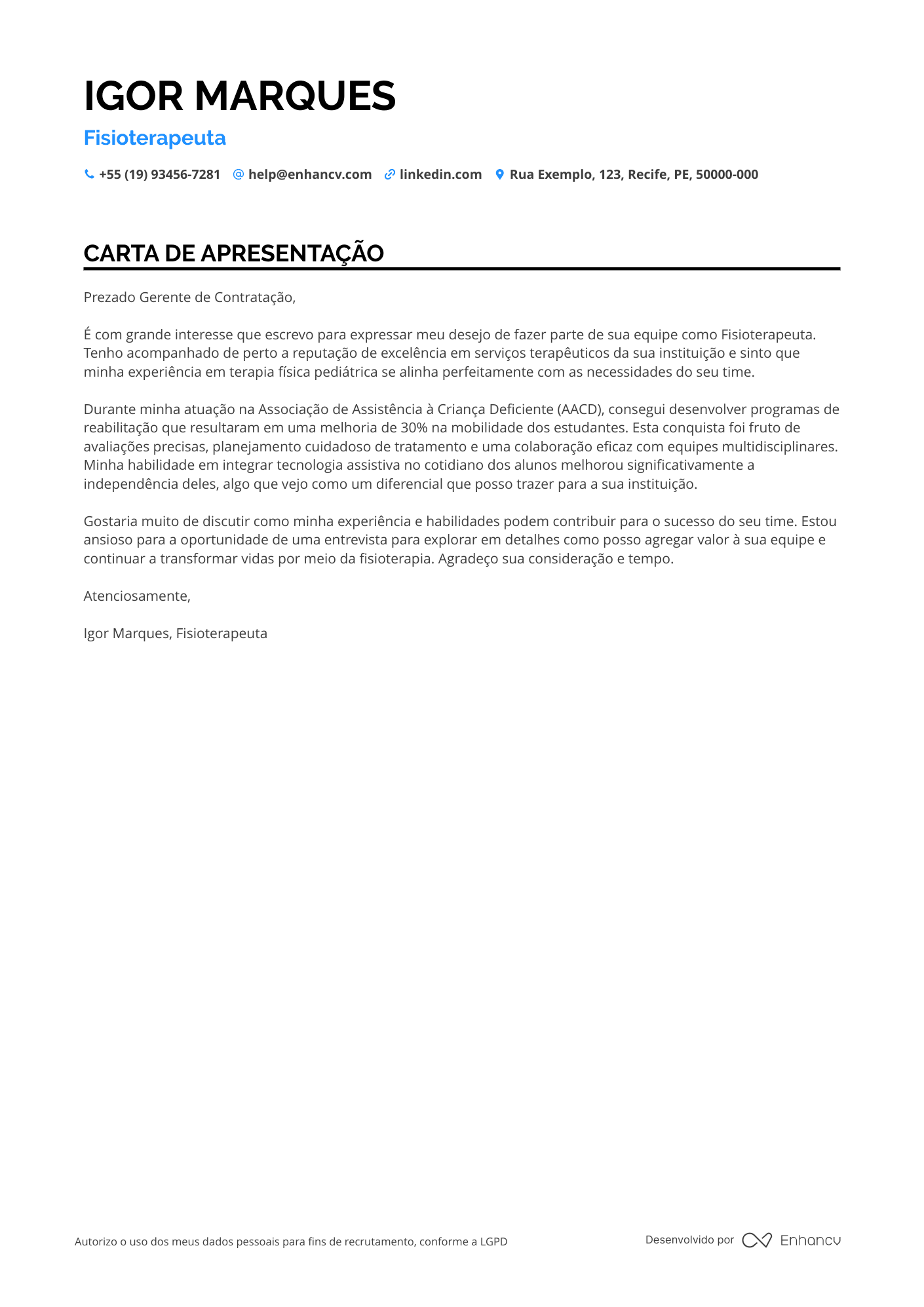 Terapeuta Ocupacional em Saúde Pública Resume Example