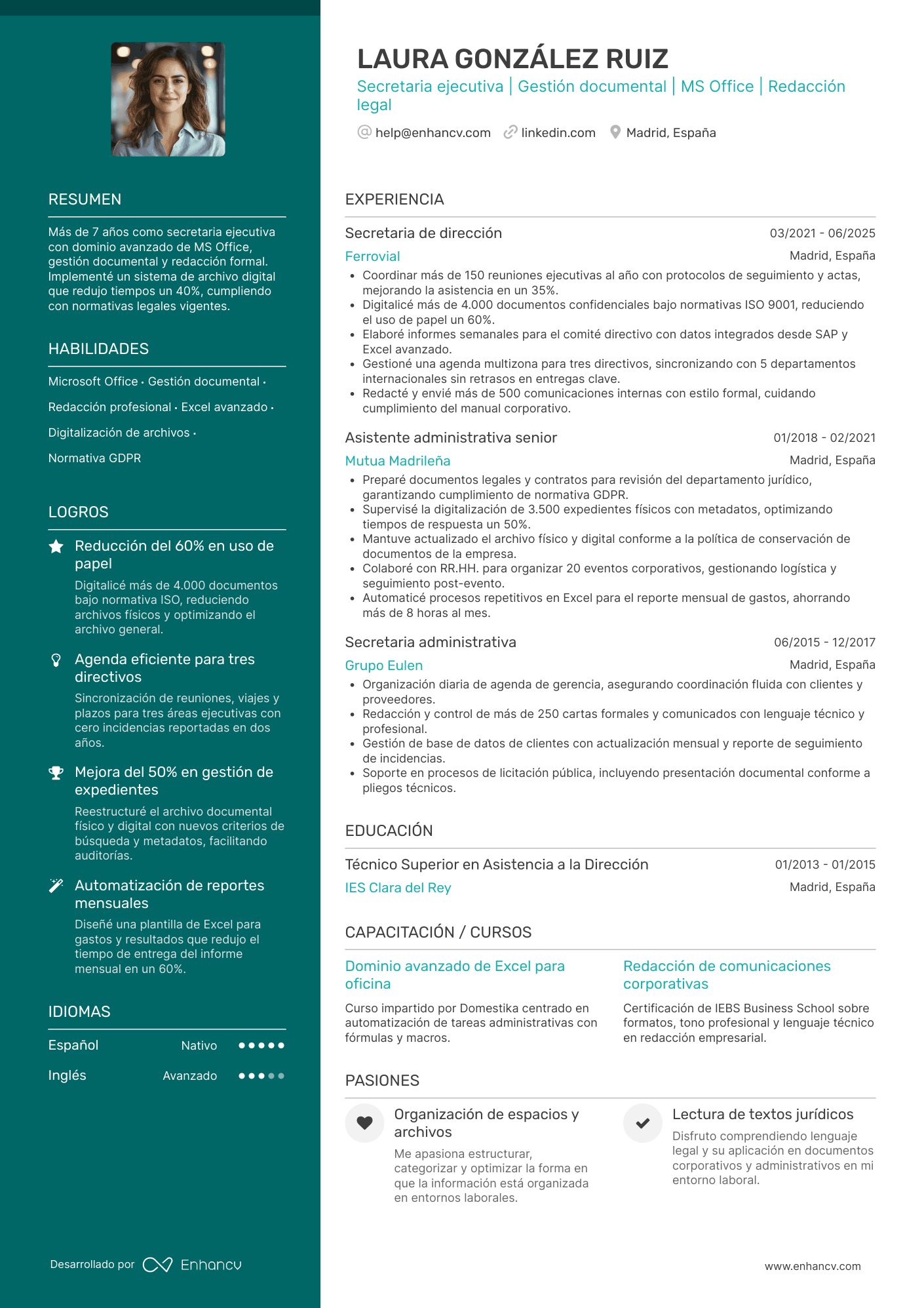 Secretaria Resume Example
