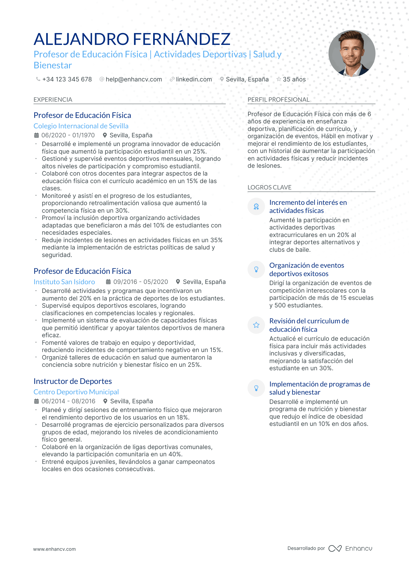 Maestro de Educación Física Resume Example