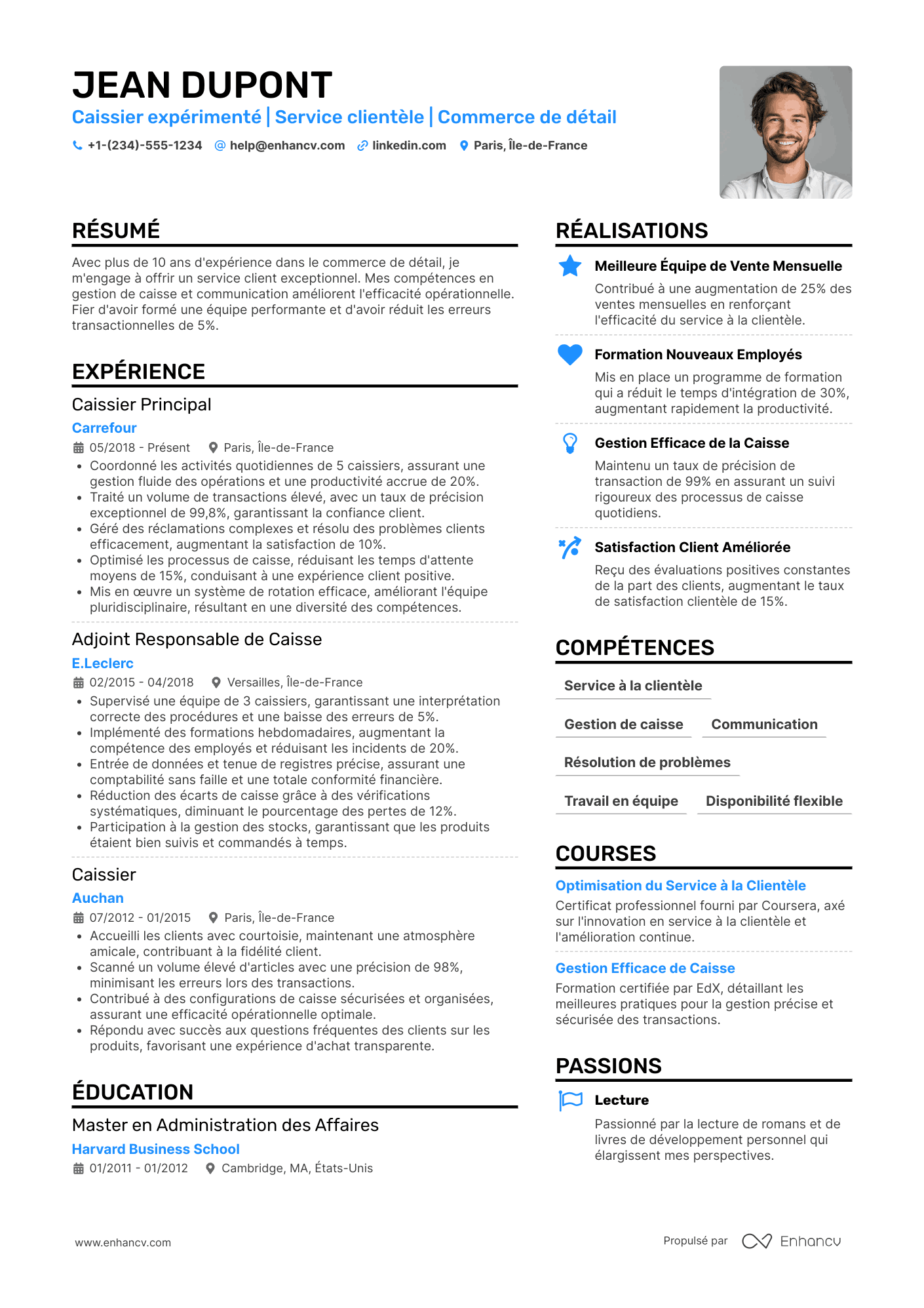 Exemple de CV de caissière de supermarché Resume Example